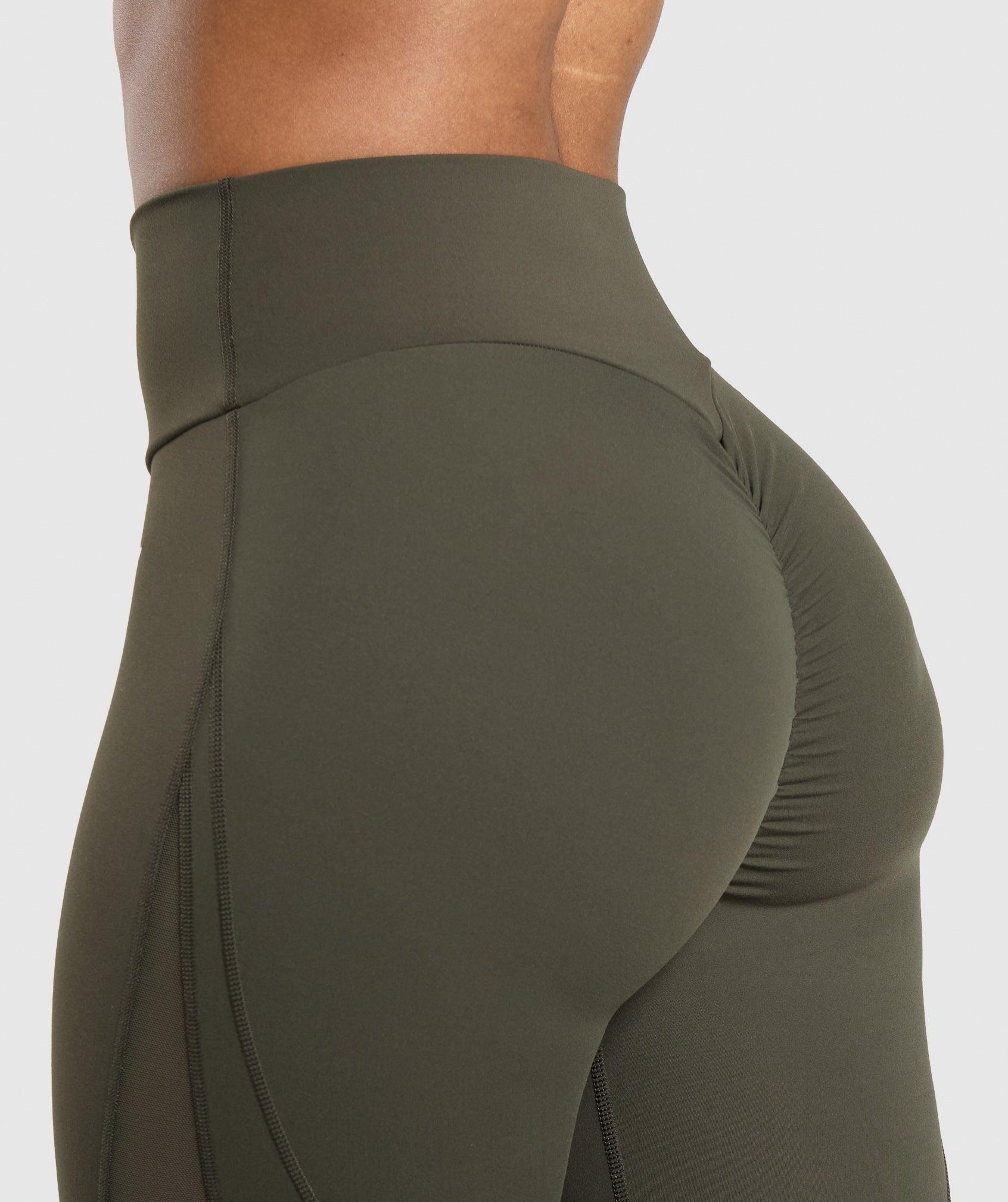 Gymshark Mesh Placement Legging - Weighted Green Female Product Image