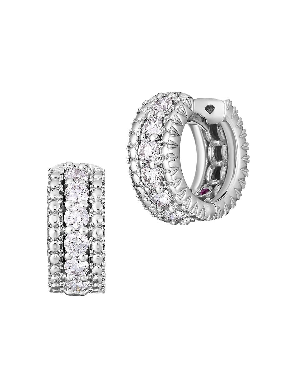 Womens Siena 18K White Gold & Diamond Huggie Hoop Earrings Product Image