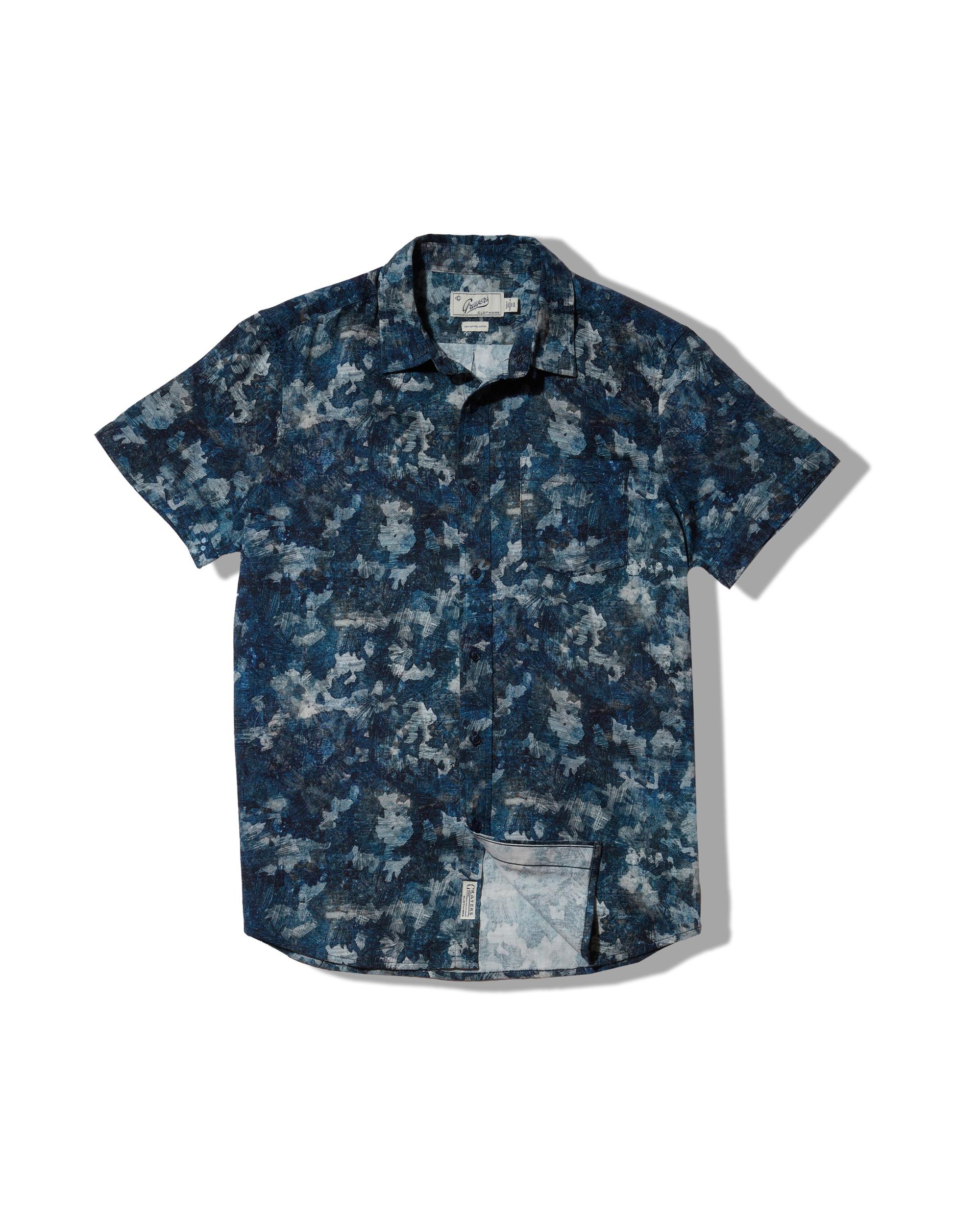 Bedford Textured Printed Shirt - Blue Camo Print Product Image