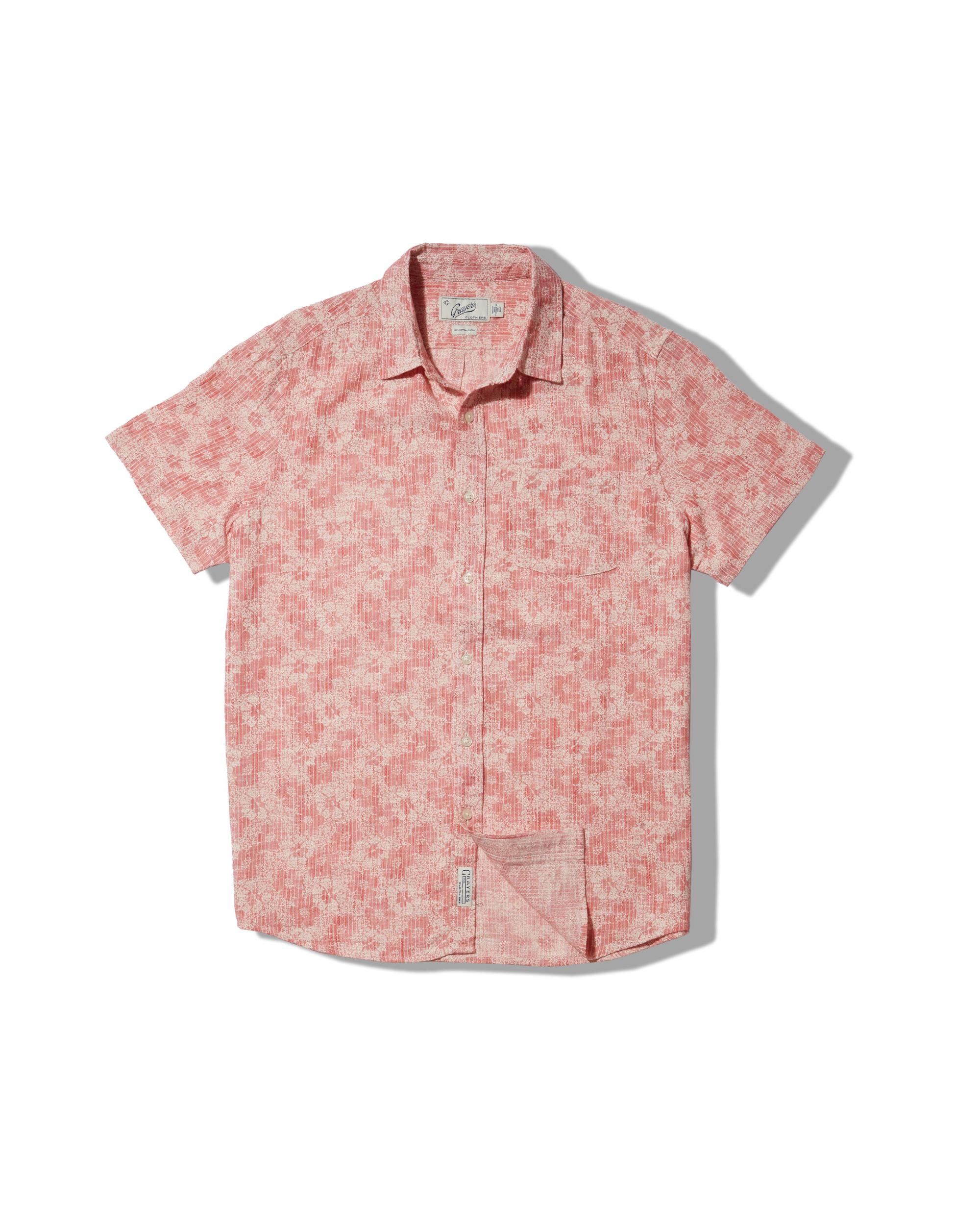 Madras Cottage Loom Printed Shirt - Red White Floral Product Image