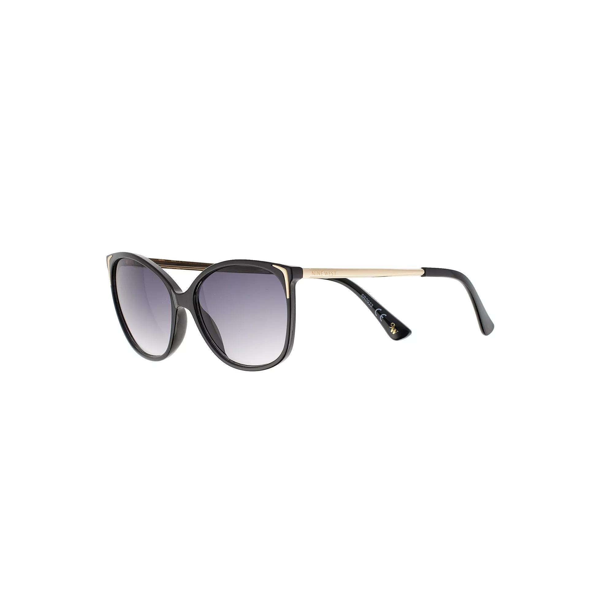 Women's Nine West 55mm Metallic Accent Cat Eye Gradient Sunglasses, Black Product Image