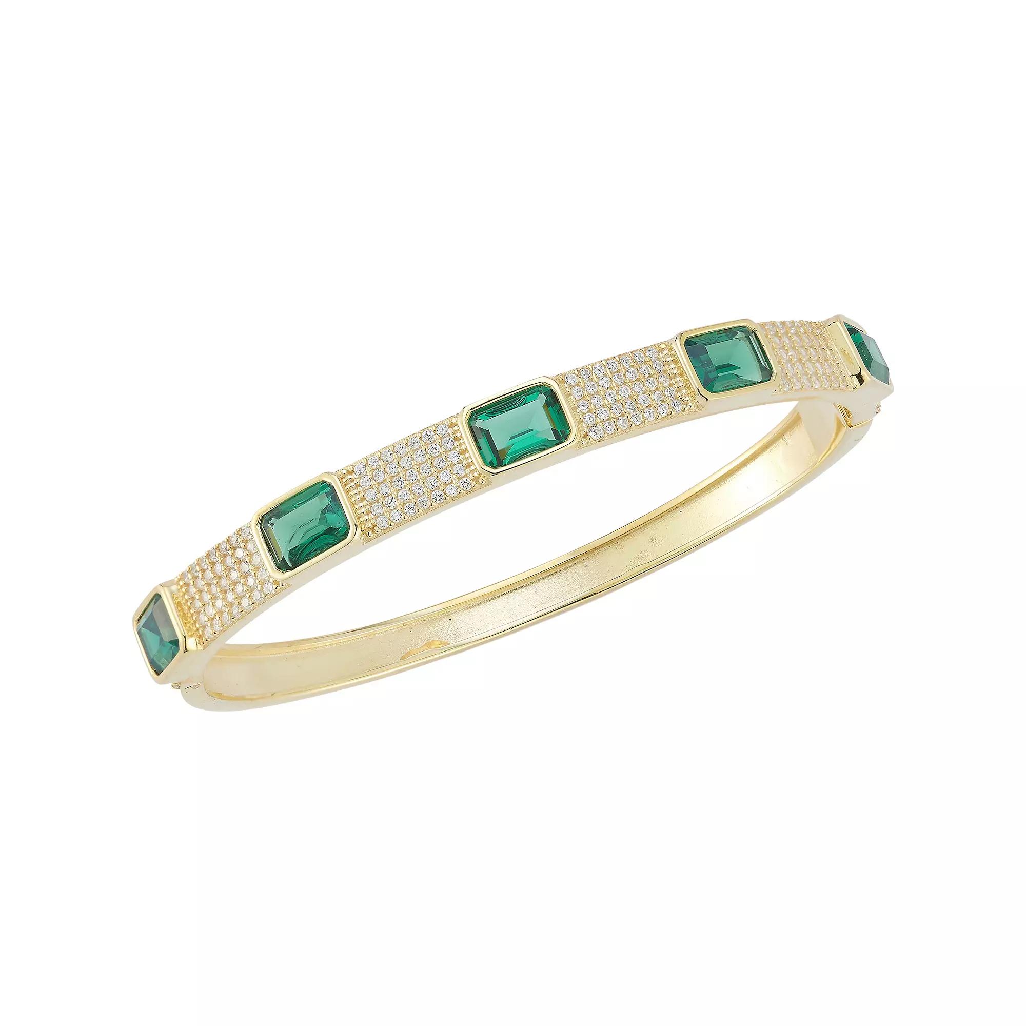 Sunkissed Sterling 14k Gold Over Silver Multi Cubic Zirconia Bangle Bracelet, Women's, Size: 6", Gold Tone Product Image