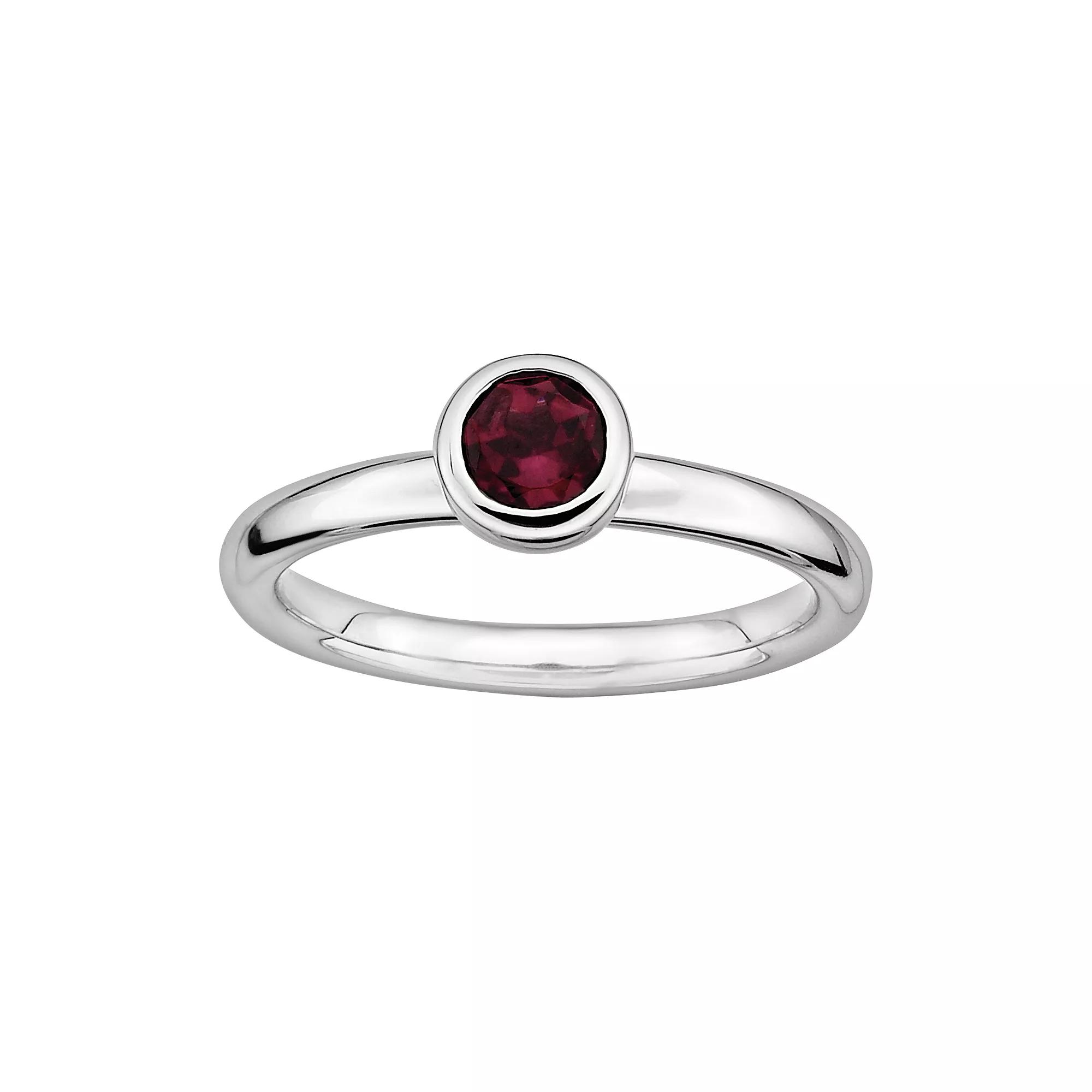 Stacks & Stones Sterling Sterling Silver Rhodolite Garnet Stack Ring, Women's, Size: 5, Red Product Image
