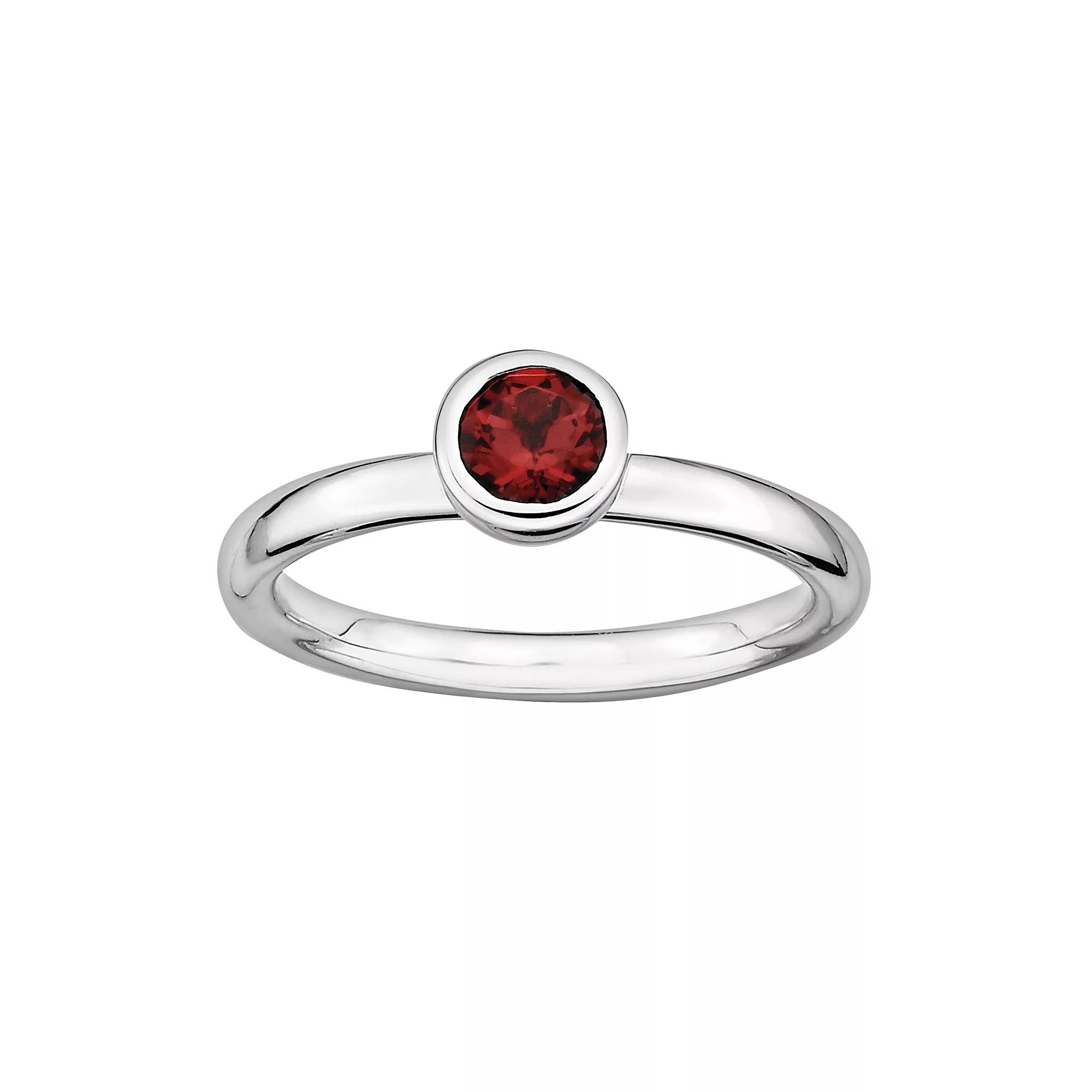 Stacks & Stones Sterling Sterling Silver Garnet Stack Ring, Women's, Size: 5, Red Product Image