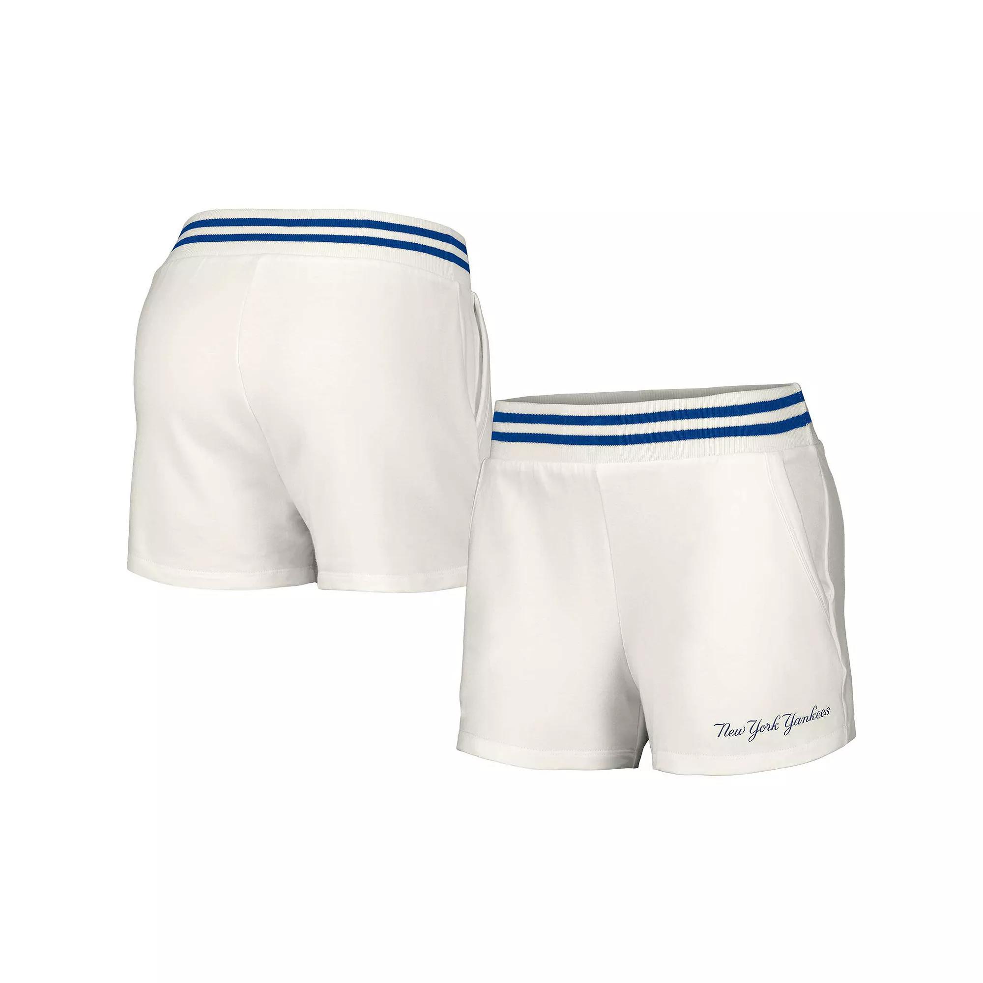 Women's Lusso Style  White New York Yankees Maeg Tri-Blend Pocket Shorts, Size: XL Product Image