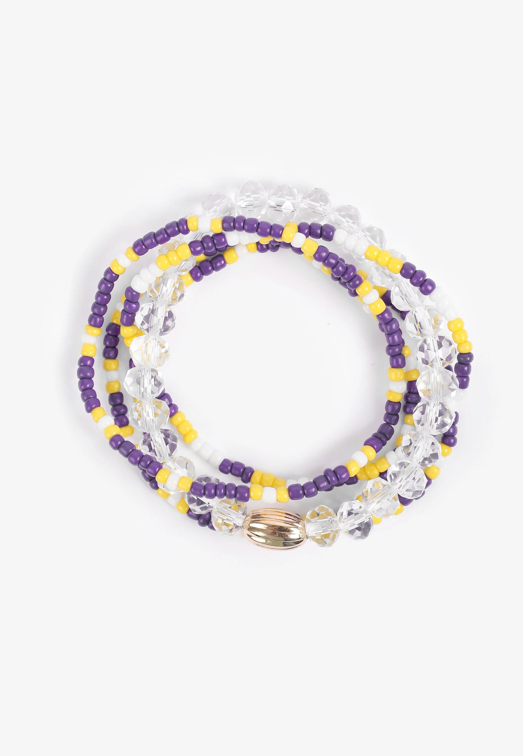 Game Day Purple And Yellow Stretch Bracelet Set Product Image