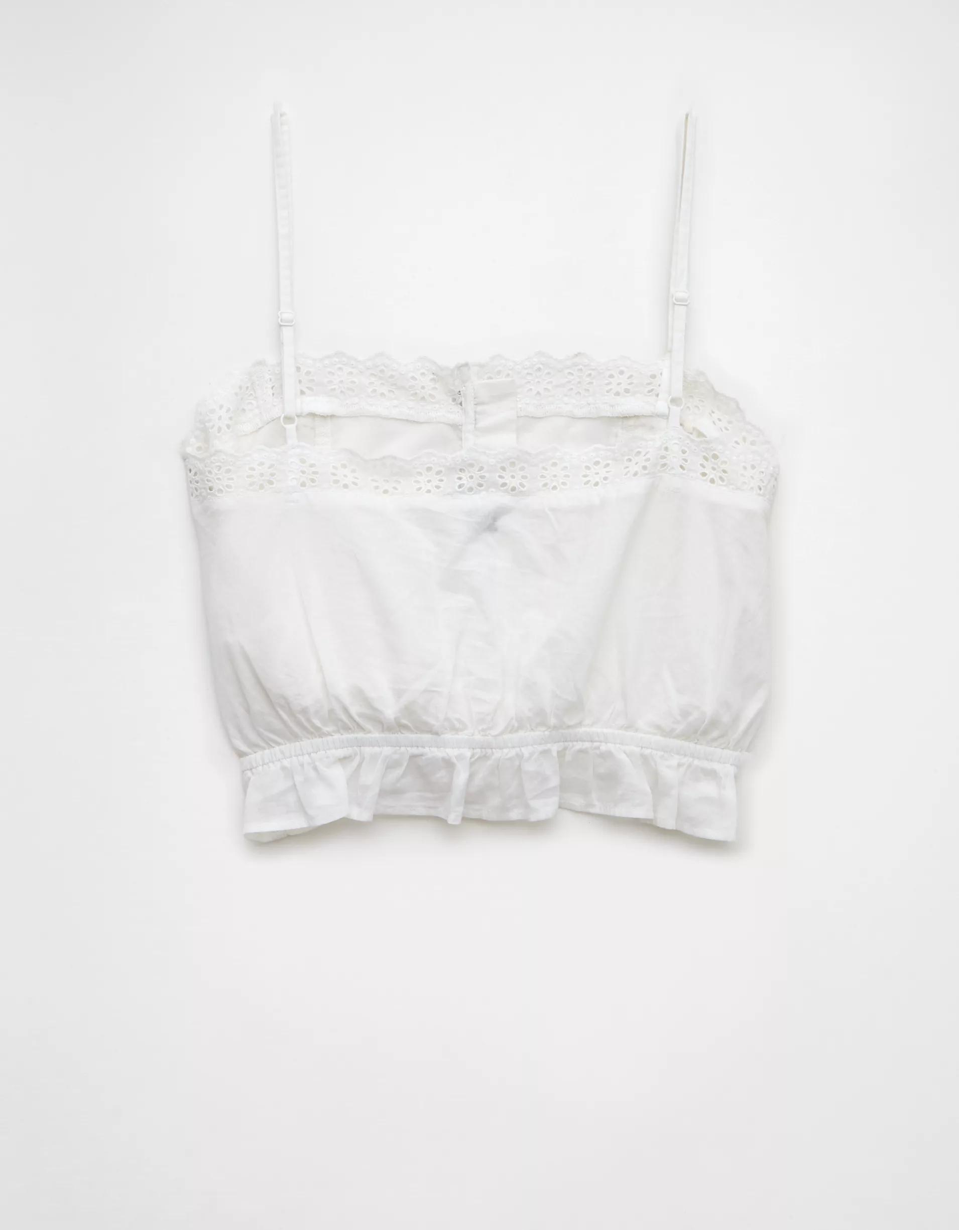 AE Lace Button-Up Cami Tank Top Product Image