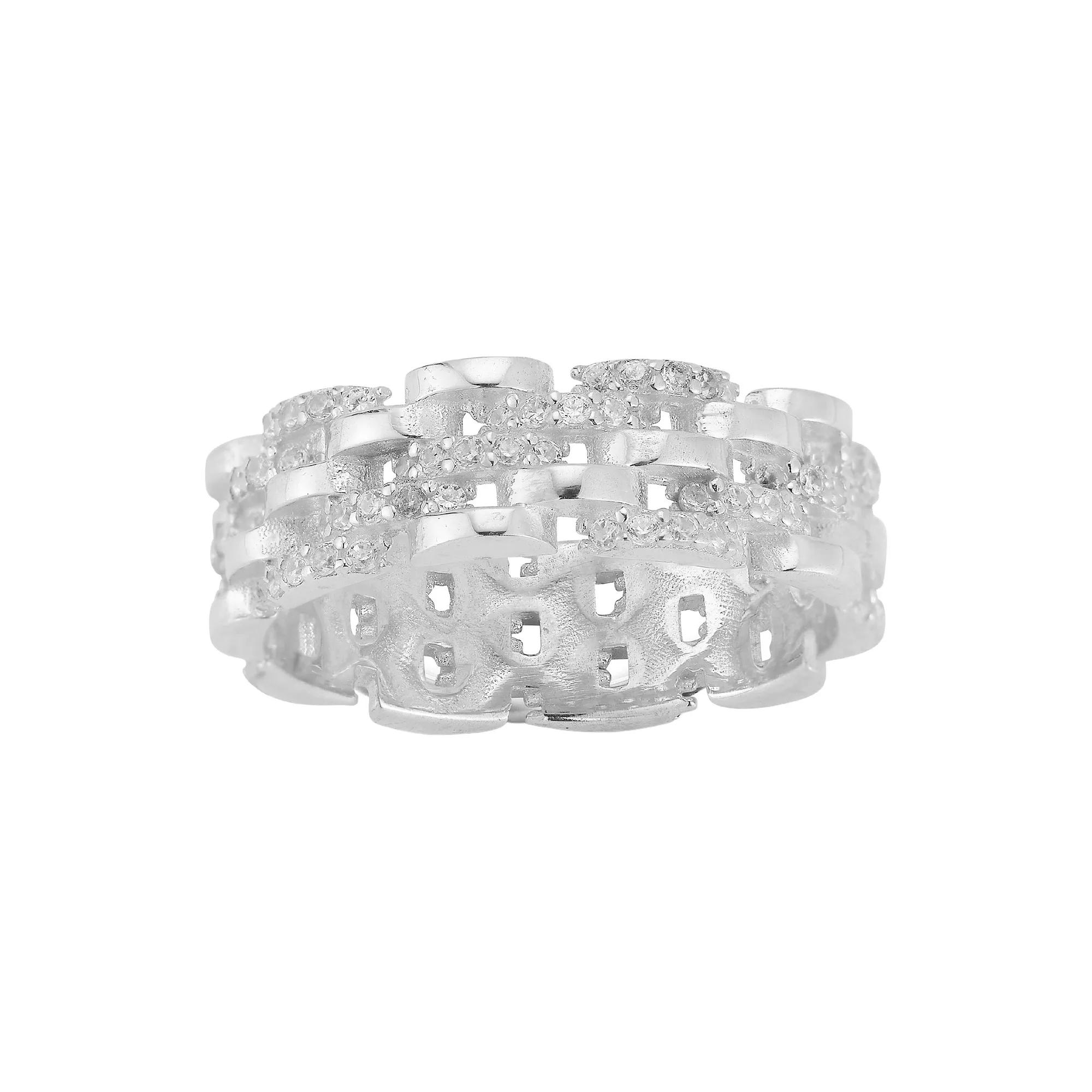 Sunkissed Sterling Cubic Zirconia Chain Link Ring, Women's,  Product Image