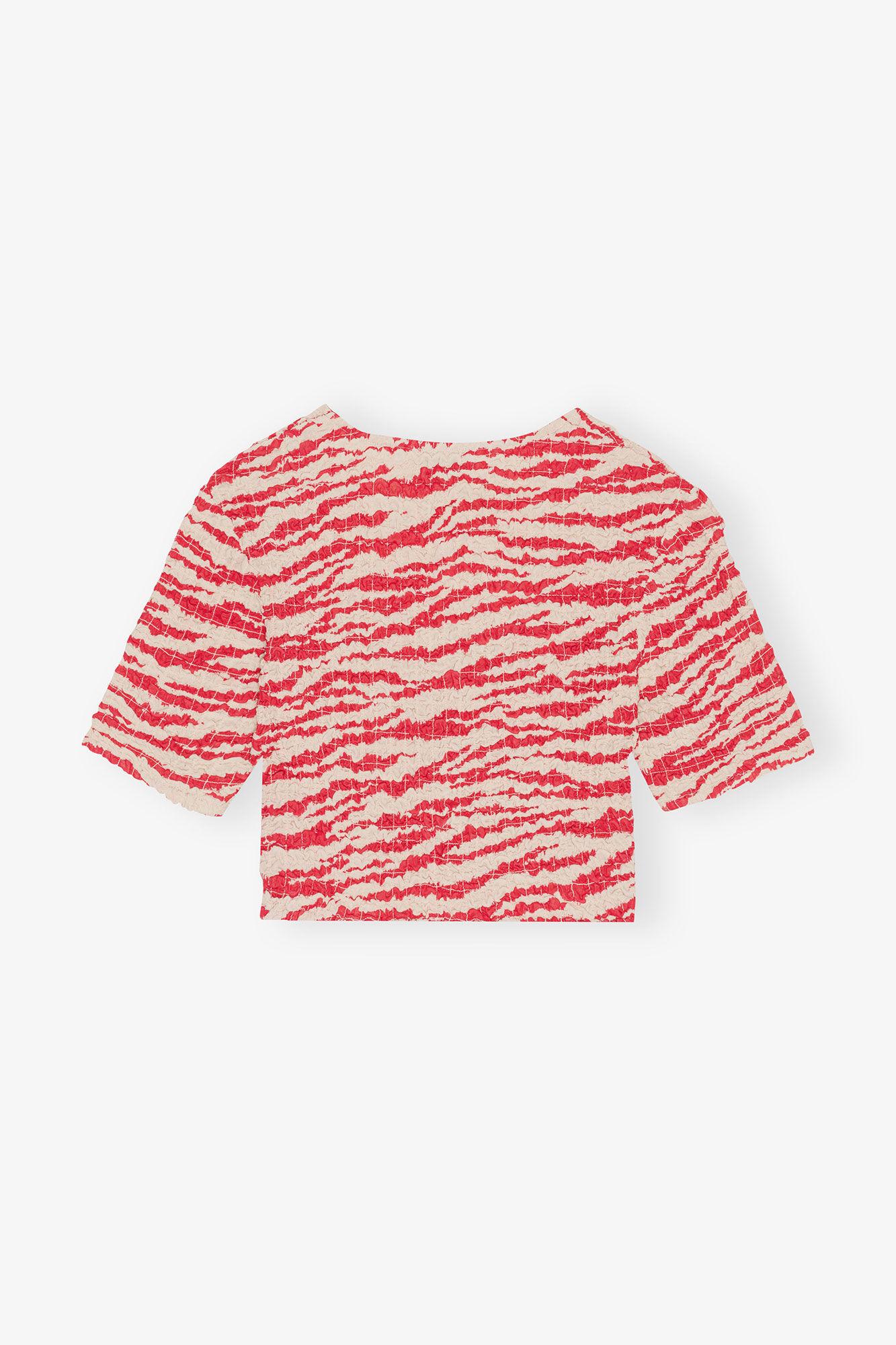 Printed Georgette Cropped Smock Blouse Product Image