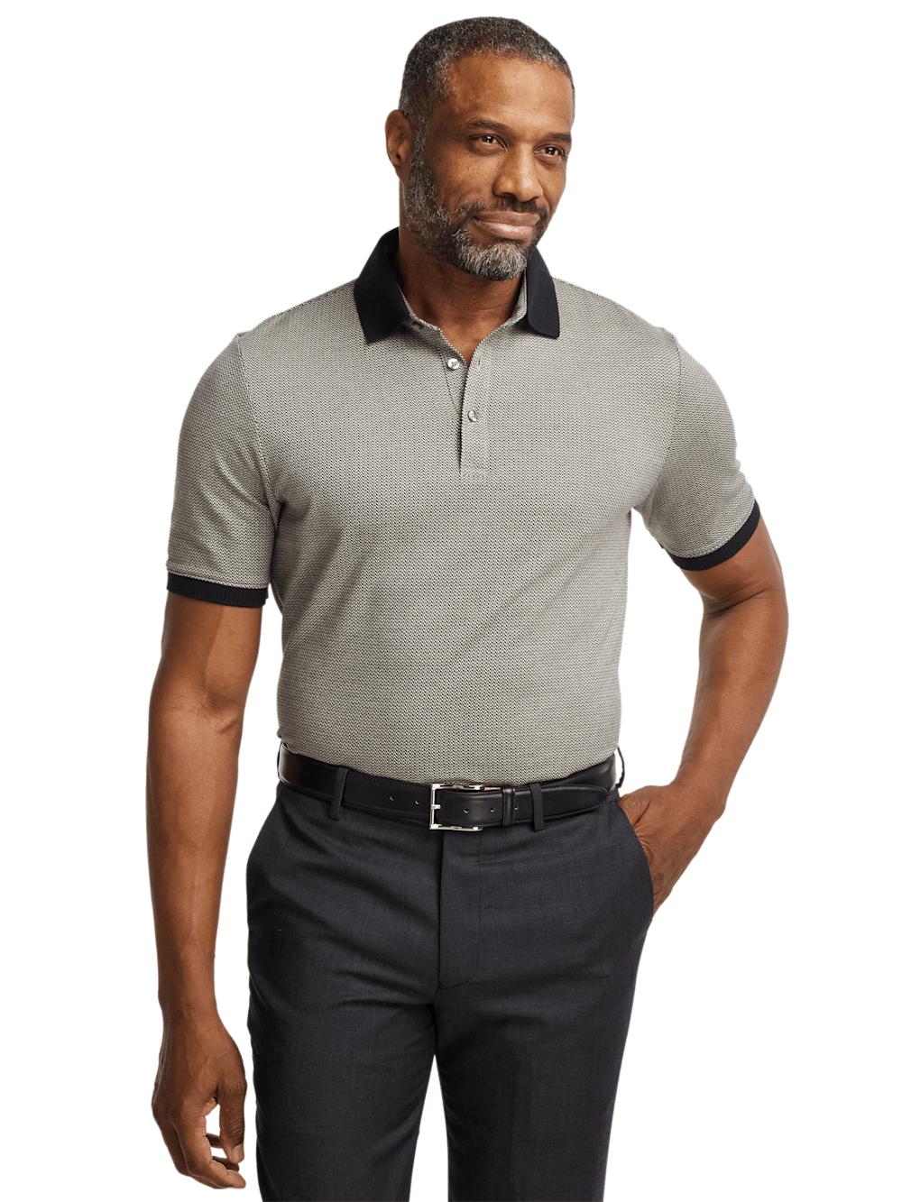 Cotton Three Button Polo - Tan Multi Product Image