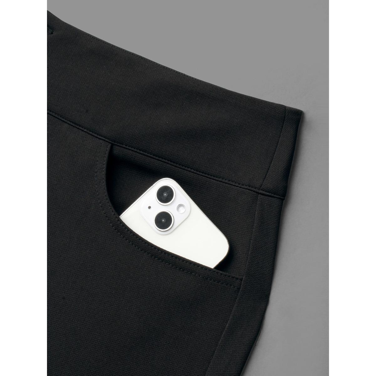 Plus Size Mid Rise Buckle Detail Skinny Pants Women Black Elegant Skinny Mid Rise Everyday Pants BloomChic 14-16/1X Product Image