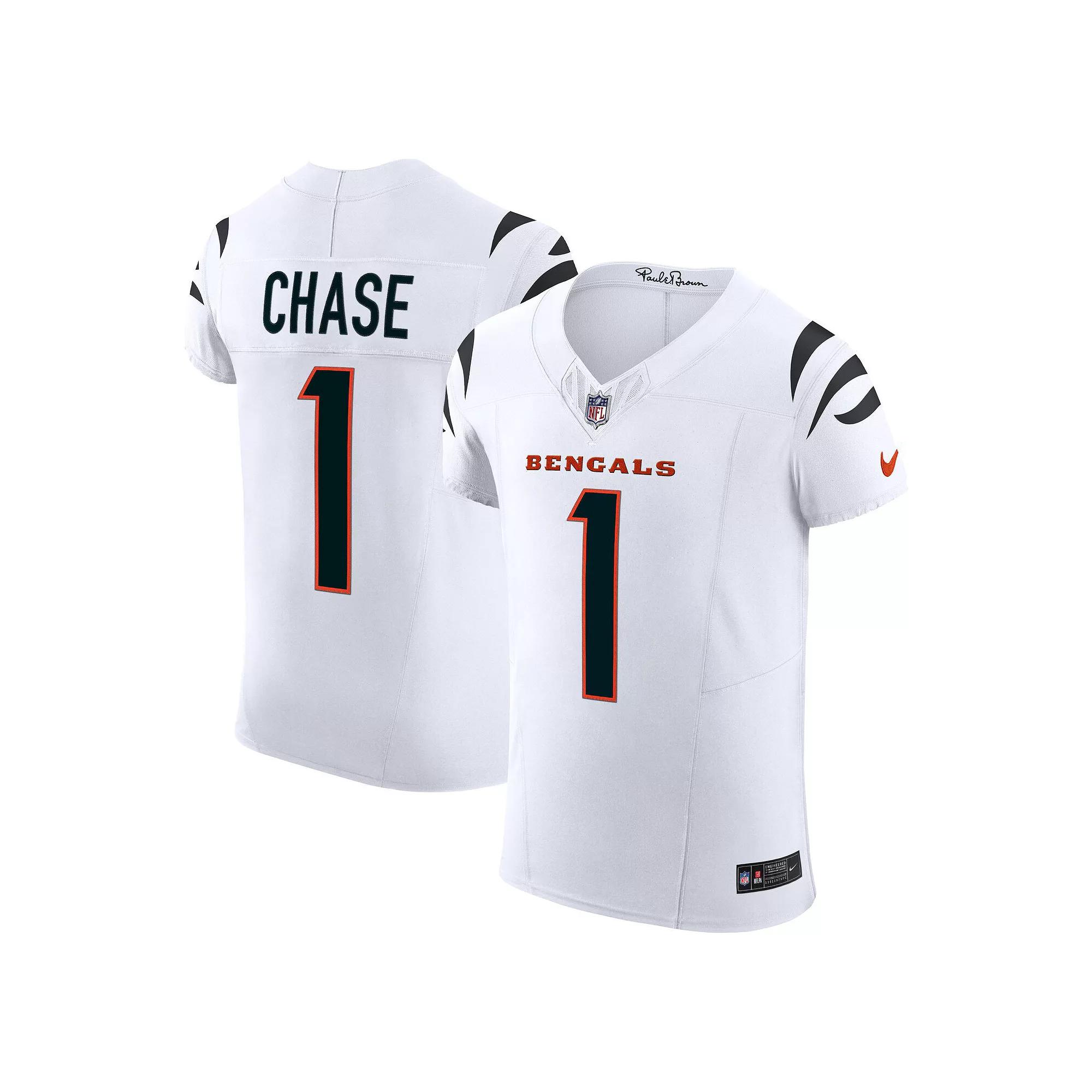 Men's Nike Ja'Marr Chase White Cincinnati Bengals  Vapor F.U.S.E. Elite Jersey, Size: 48 Product Image