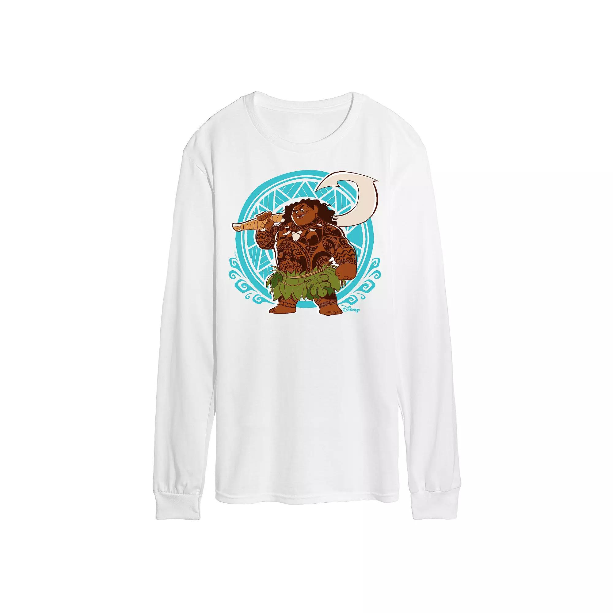 Disney's Moana Men's Maui Pattern Long Sleeve Graphic Tee,  Product Image