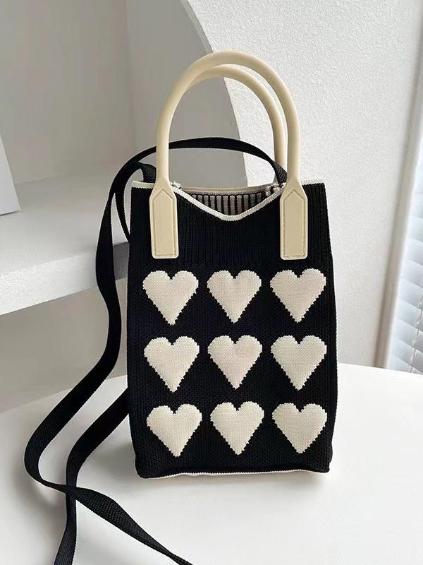 Heart Print Split-Joint Bags Crossbody Bags Handbags Product Image