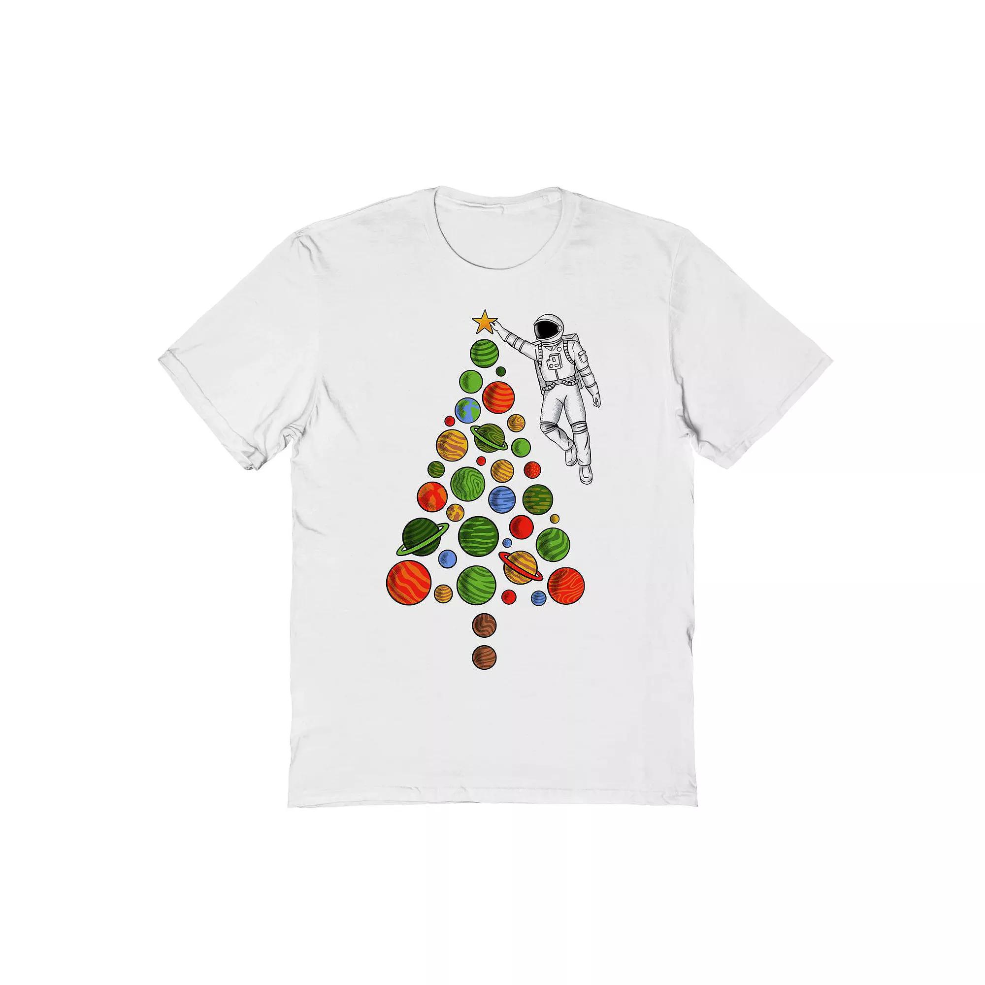 Men's Space Christmas Graphic Tee, Size: Medium, White Product Image