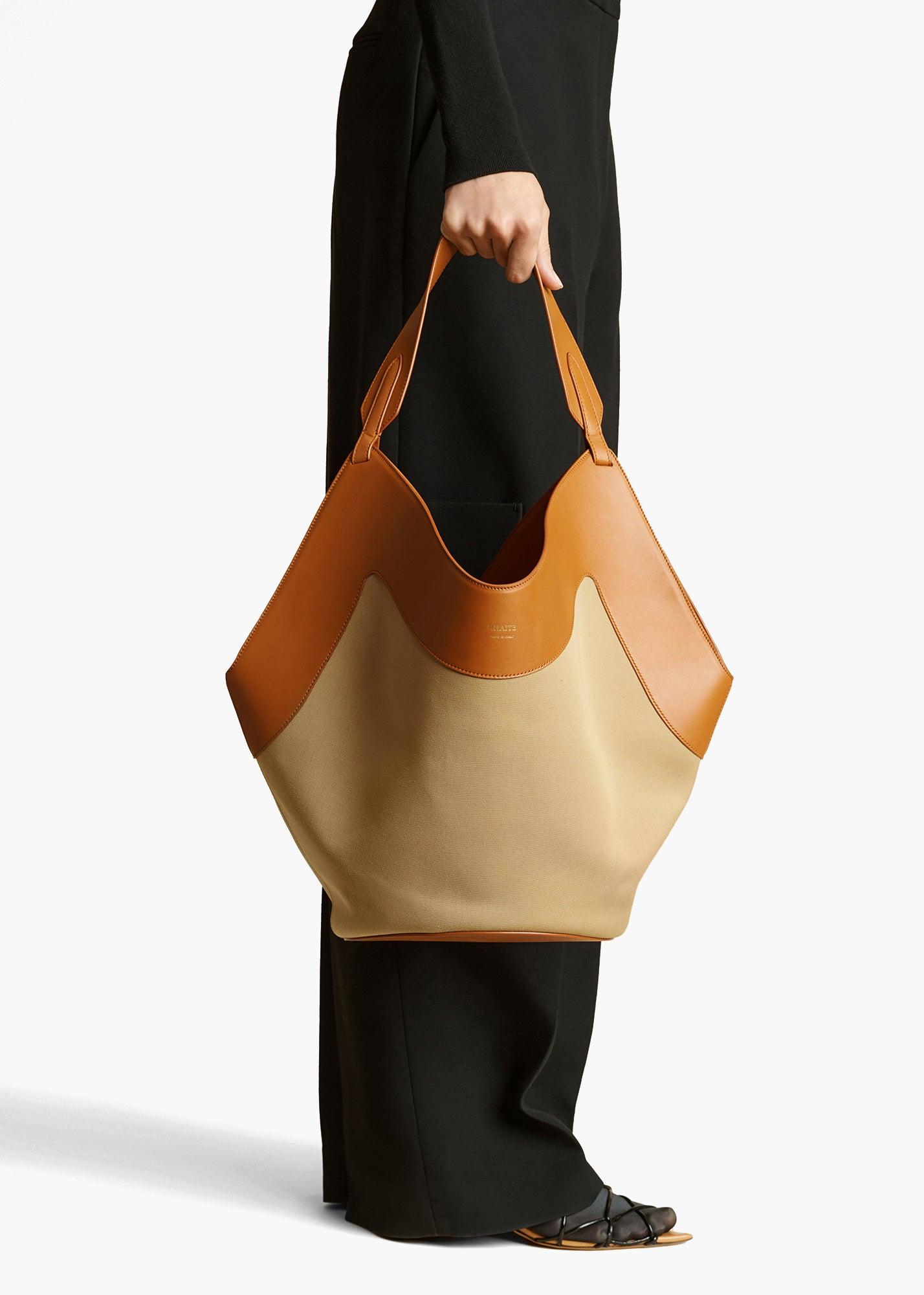 Medium Lotus Tote in Honey and Tan Leather Product Image