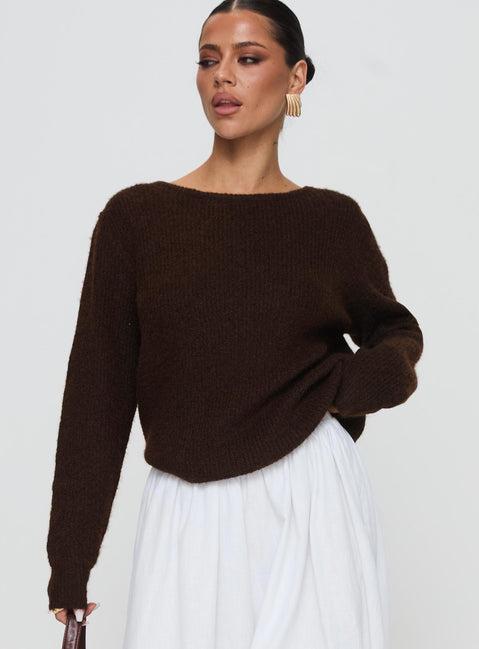 Abrams Rib Knit Crew Sweater Chocolate Marle Product Image
