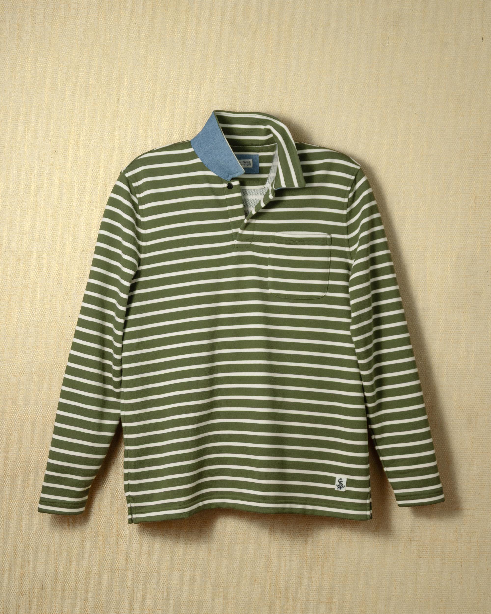 Acadia Polo in Olive/Cream Loopback Terry Product Image