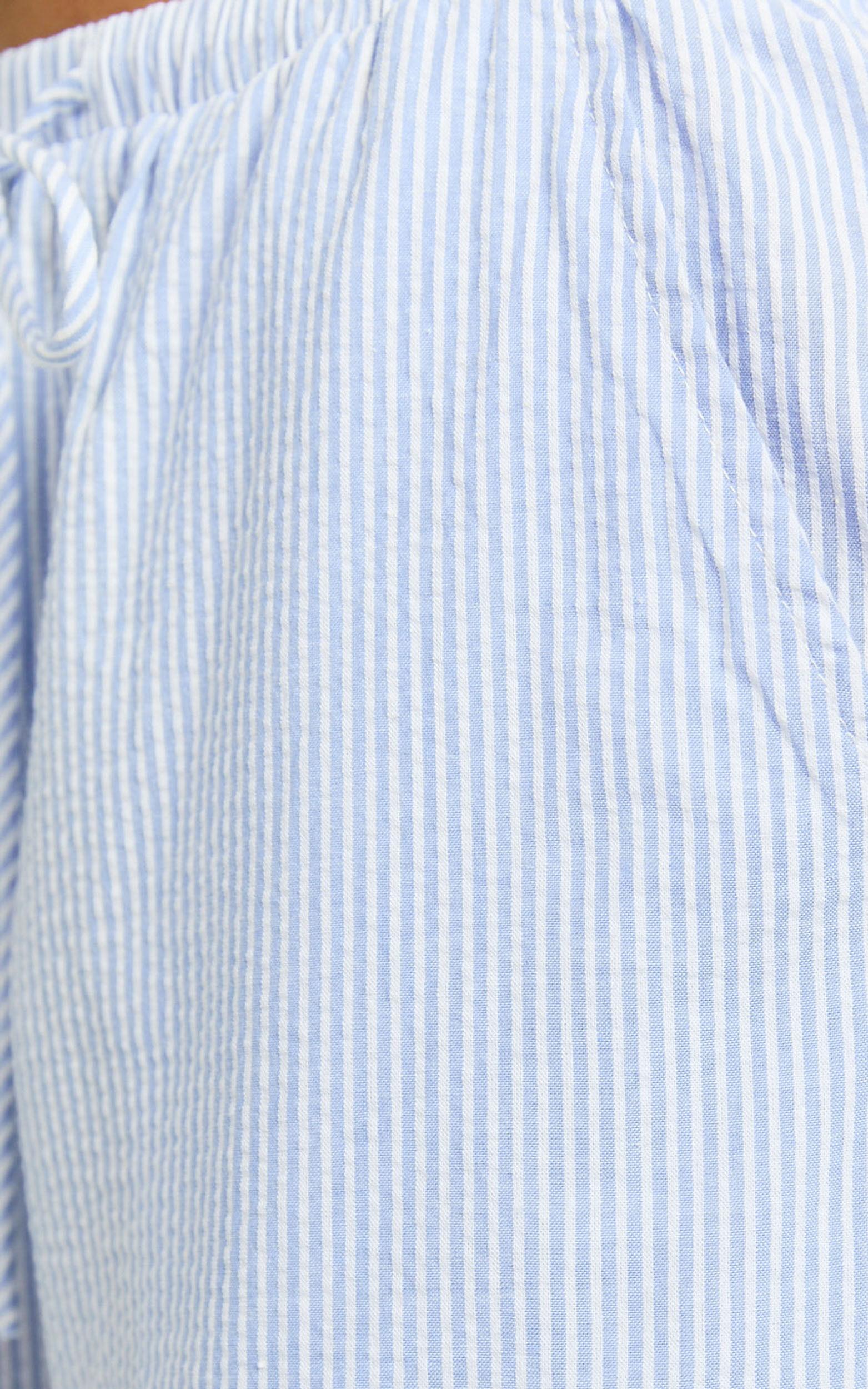 Harlo Pants - Mid Waisted Relaxed Leg Stripe Pants in Blue/ White Product Image