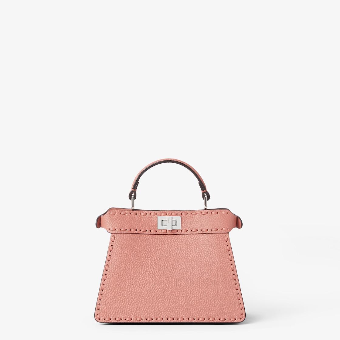 Peekaboo ISeeU PetiteMauve powder pink Selleria bag with 306 hand-sewn topstitches Product Image