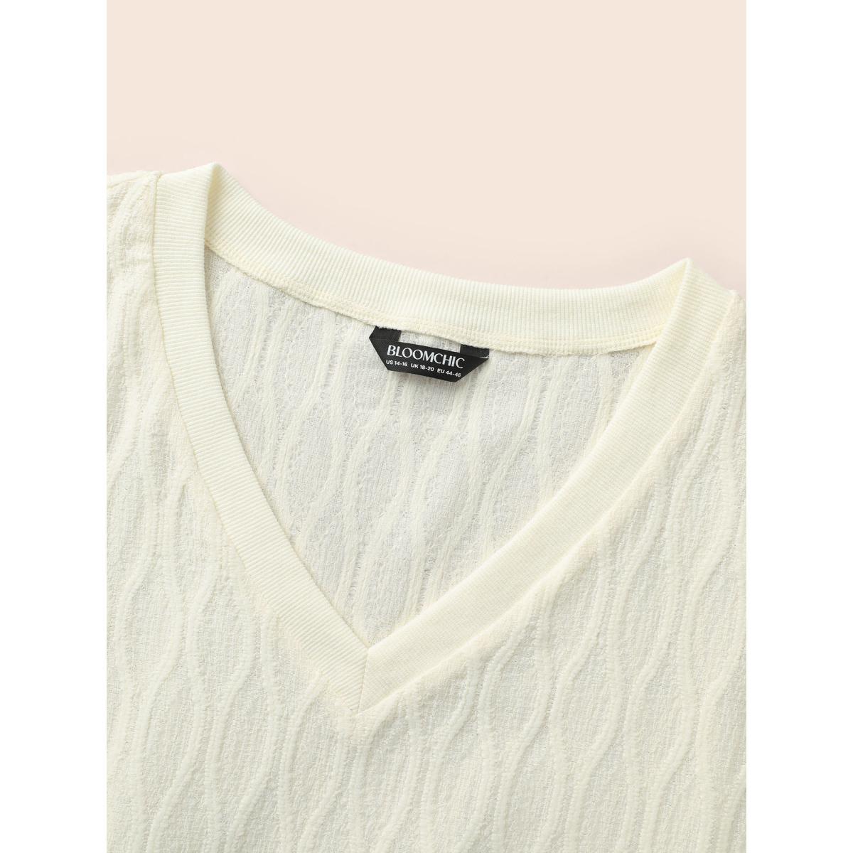 Plus Size Rib Knit Plain Elastic Cuffs Sweatshirt Women Ivory Timeless Non V-neck Elegant Sweatshirts BloomChic 30/6X Product Image