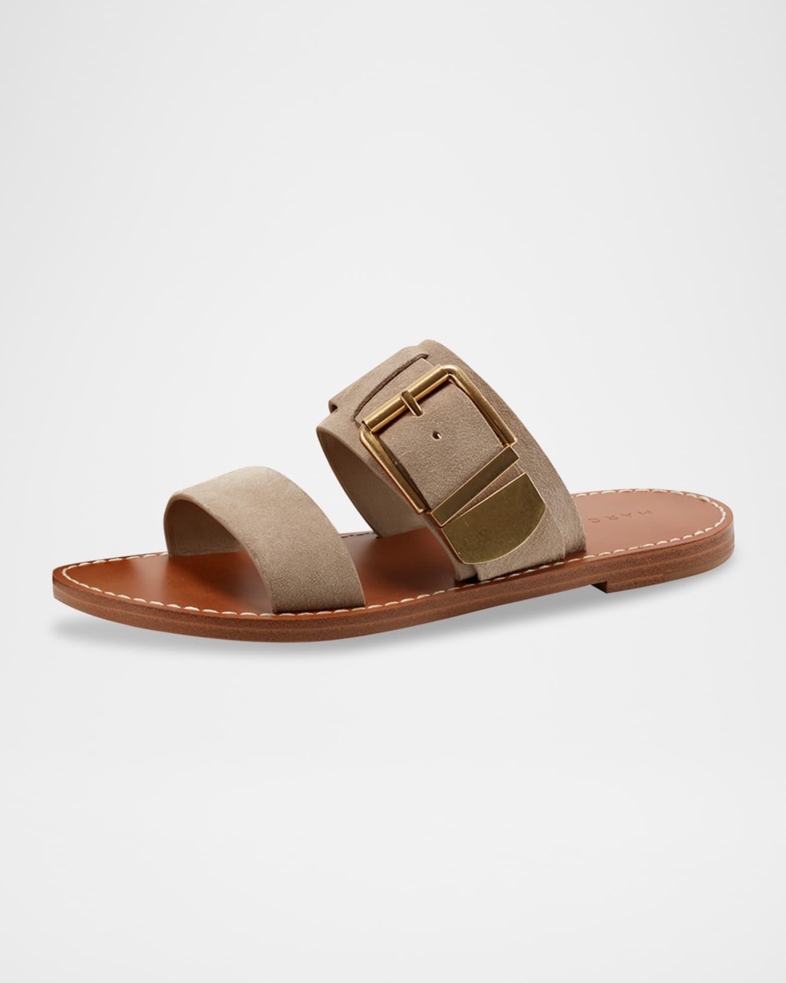 Hallyn Suede Buckle Dual-Band Slide Sandals Product Image