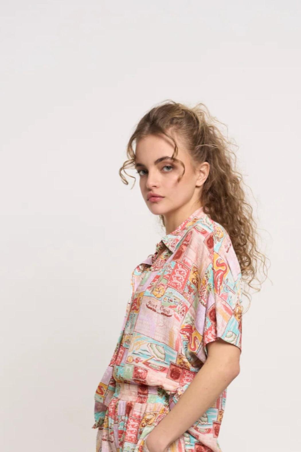 Postcard Button up Top Product Image