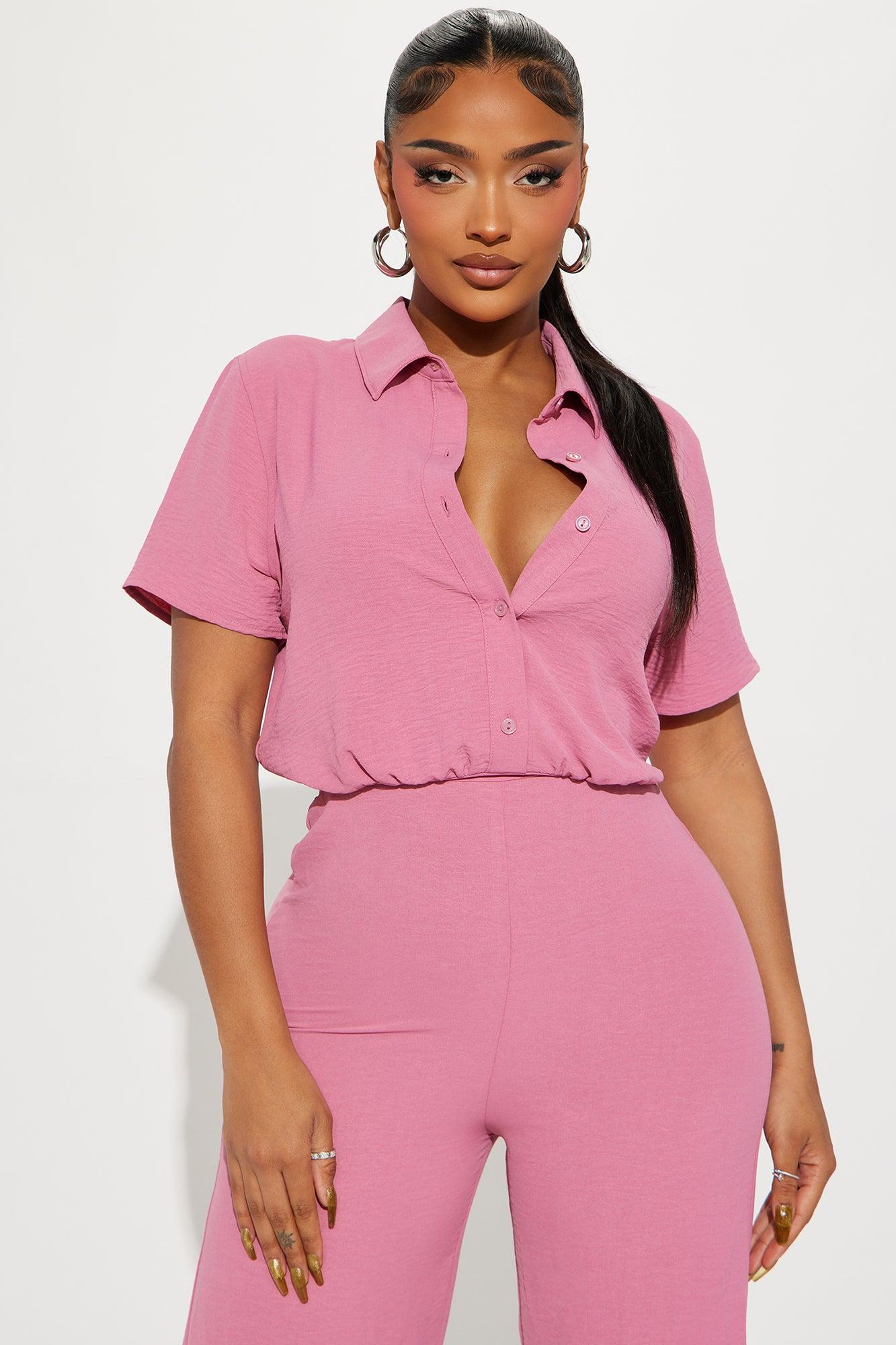 Makenzie Short Sleeve Jumpsuit - Mauve Product Image