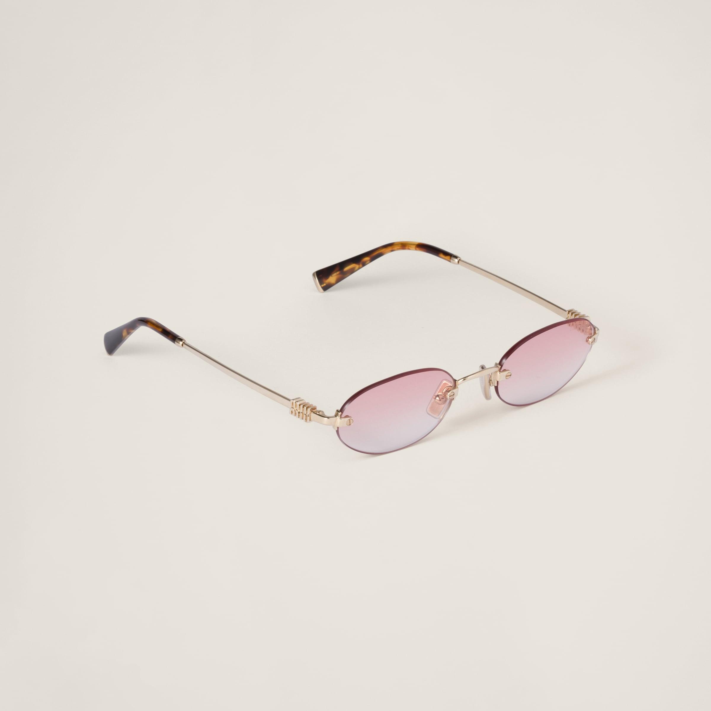 MIU MIU Womens Gold Mu A52s Oval-frame Metal Sunglasses In Gray Product Image