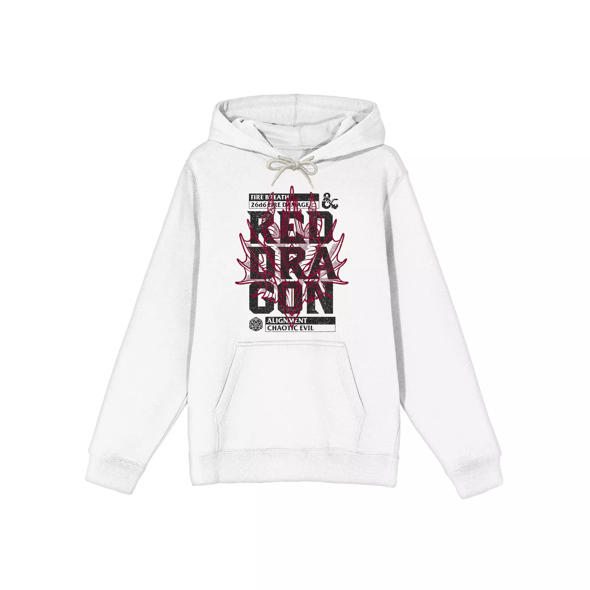 Men's Dungeons & Dragons Red Dragon Stats Graphic Hoodie, Size: Medium, White Product Image