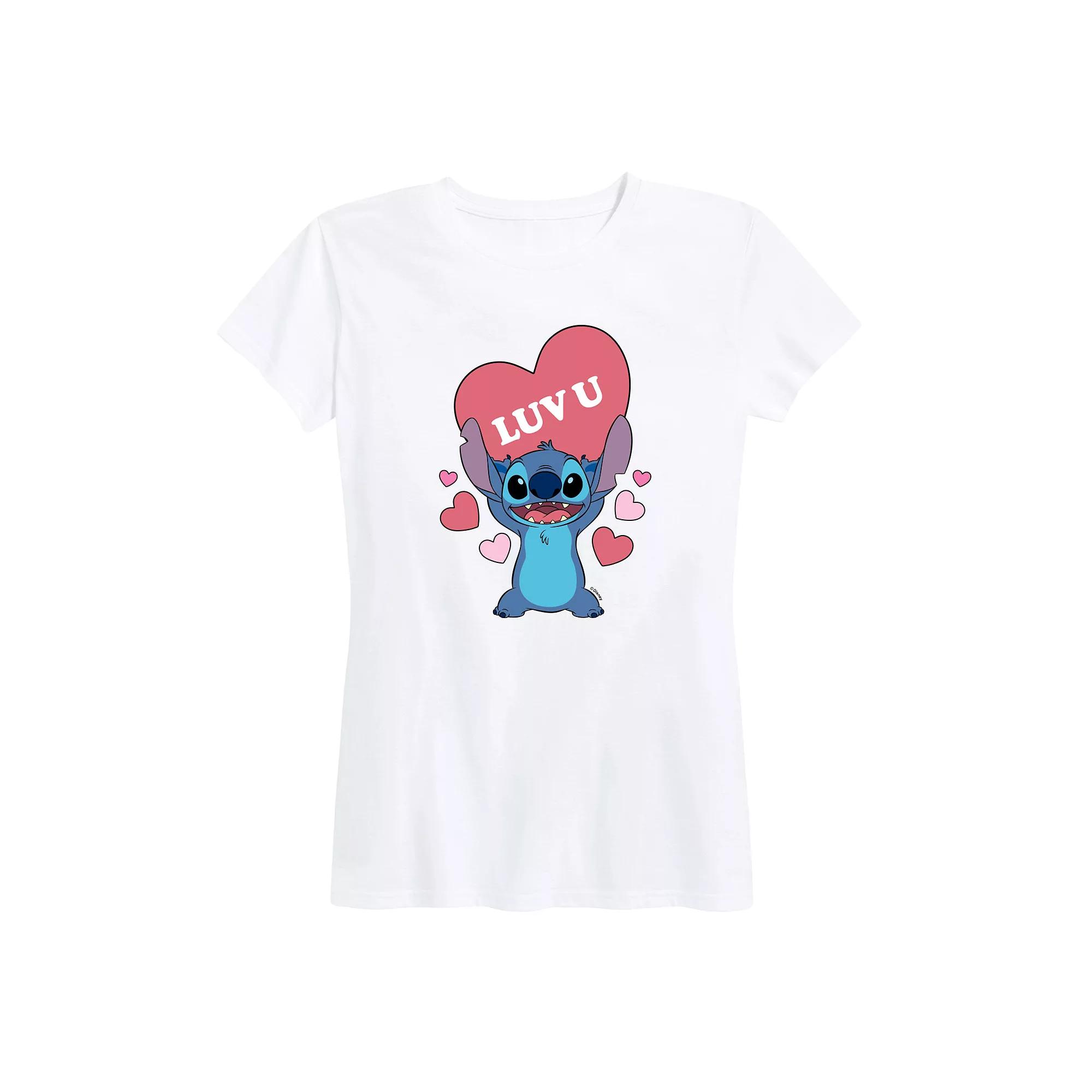 Disney's Lilo & Stitch Women's Luv U Heart Graphic Tee,  Product Image