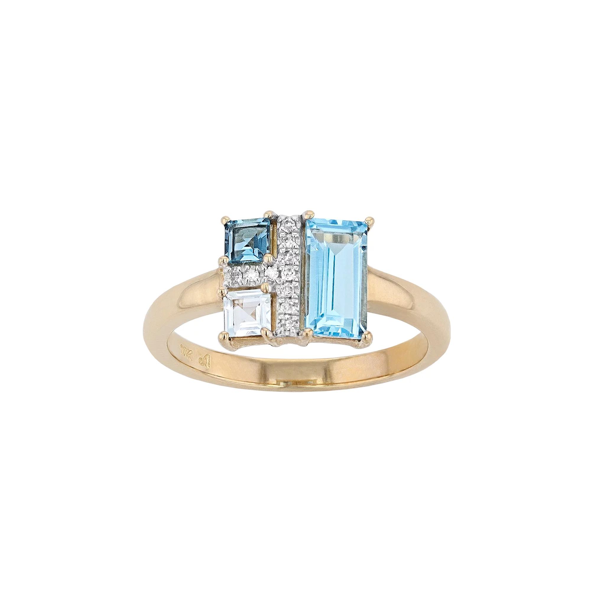 10k Gold Blue Topaz & Diamond Accent Cluster Ring, Women's, Size: 7 Product Image