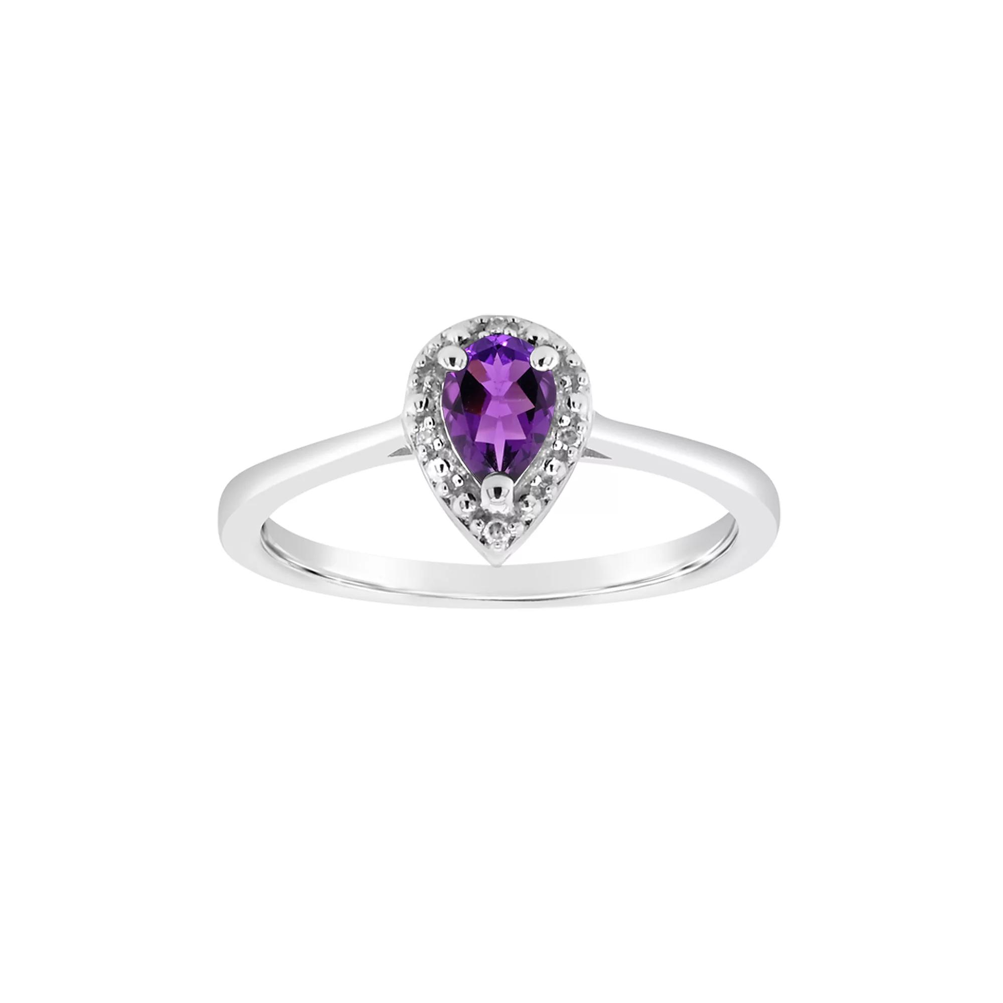 Celebration Gems Sterling Silver Pear Shaped Diamond Accent Frame Ring, Women's,  Product Image