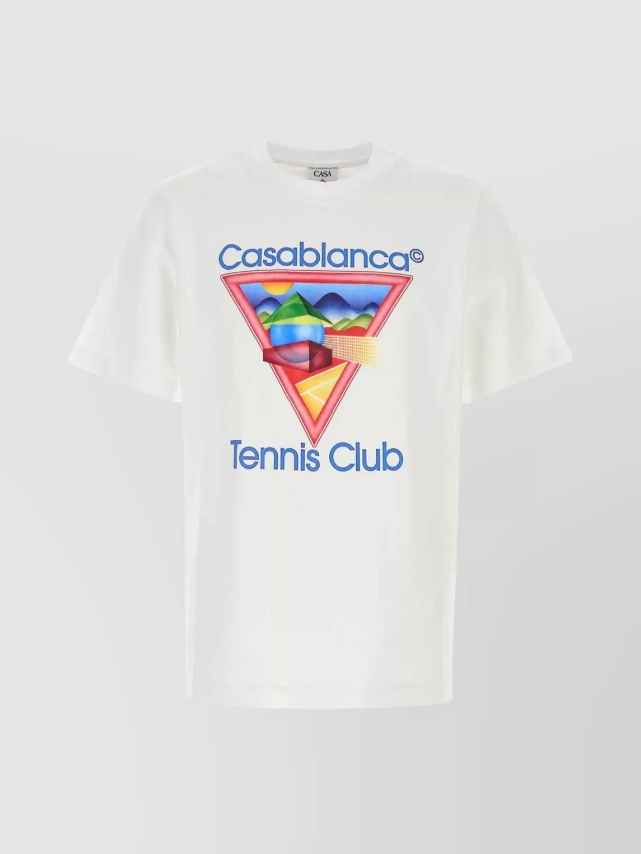 CASABLANCA Cotton Crew Neck T-shirt With Graphic Print In White Product Image