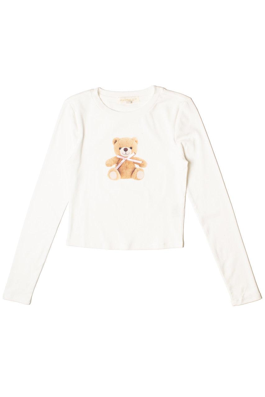 Teddy Bear Bow Long Sleeve Top Product Image