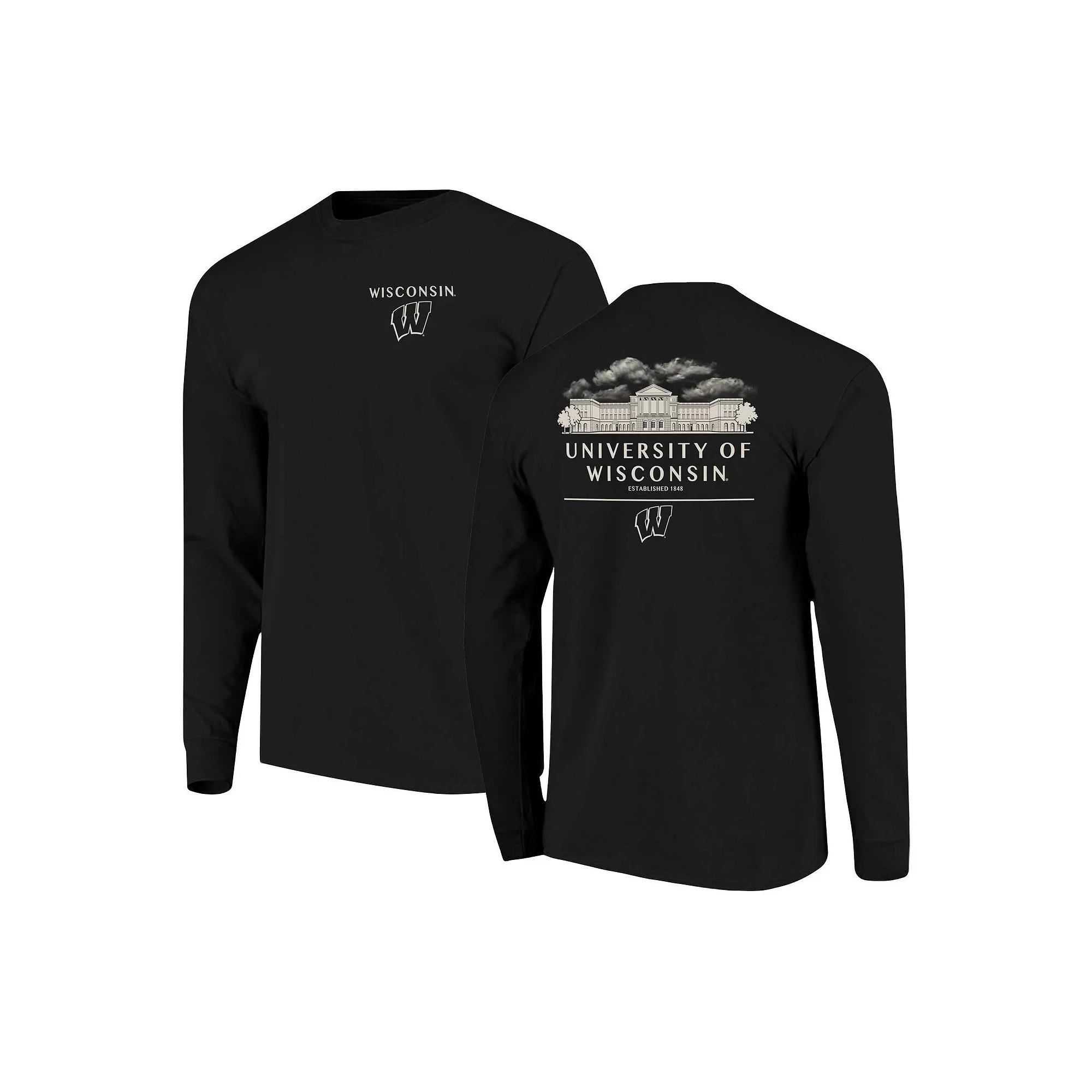 Men's Black Wisconsin Badgers Comfort Colors Campus Nights Long Sleeve T-Shirt, Size: Small Product Image