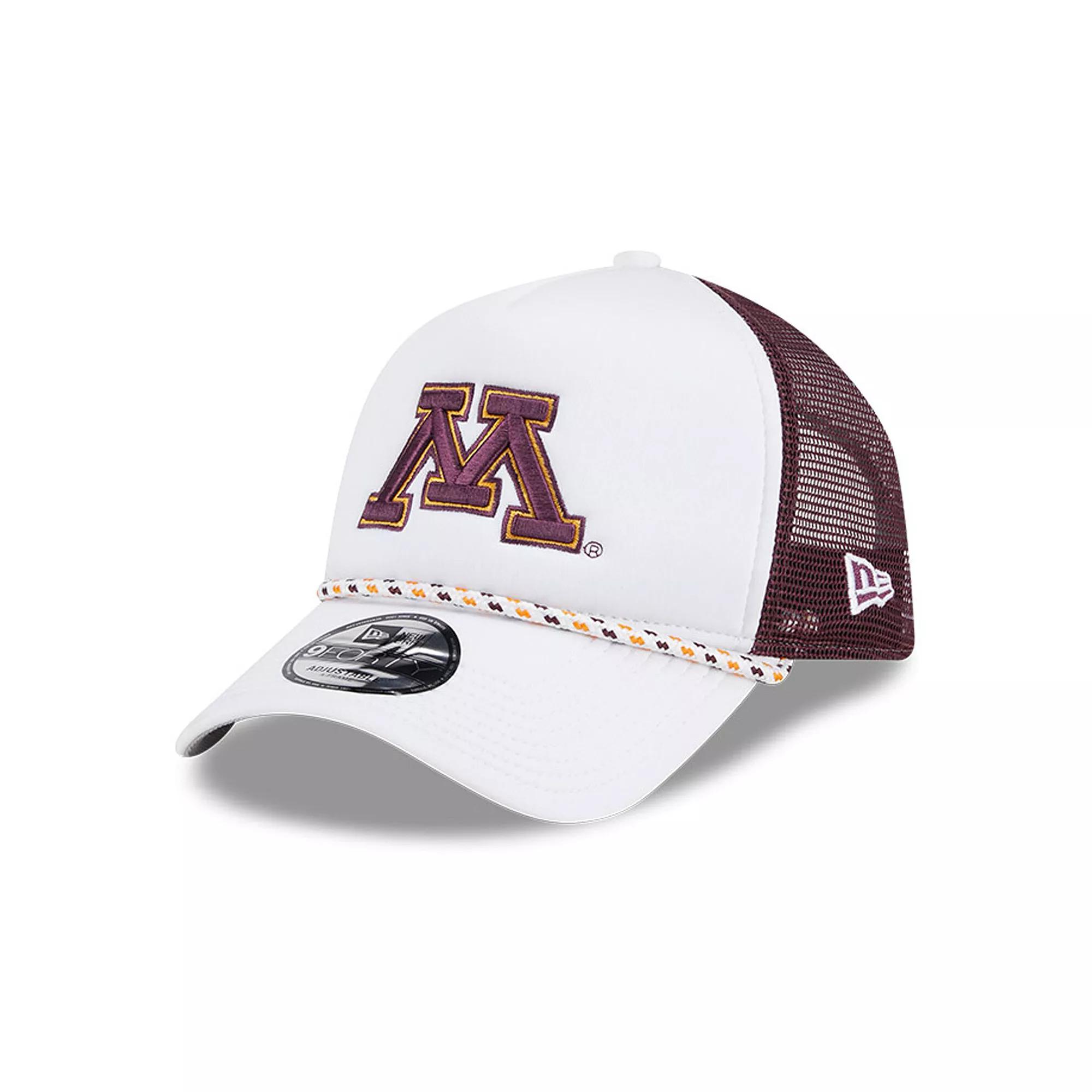 Men's New Era White/Maroon Minnesota Golden Gophers Court Sport Foam A-Frame 9FORTY Adjustable Trucker Hat Product Image