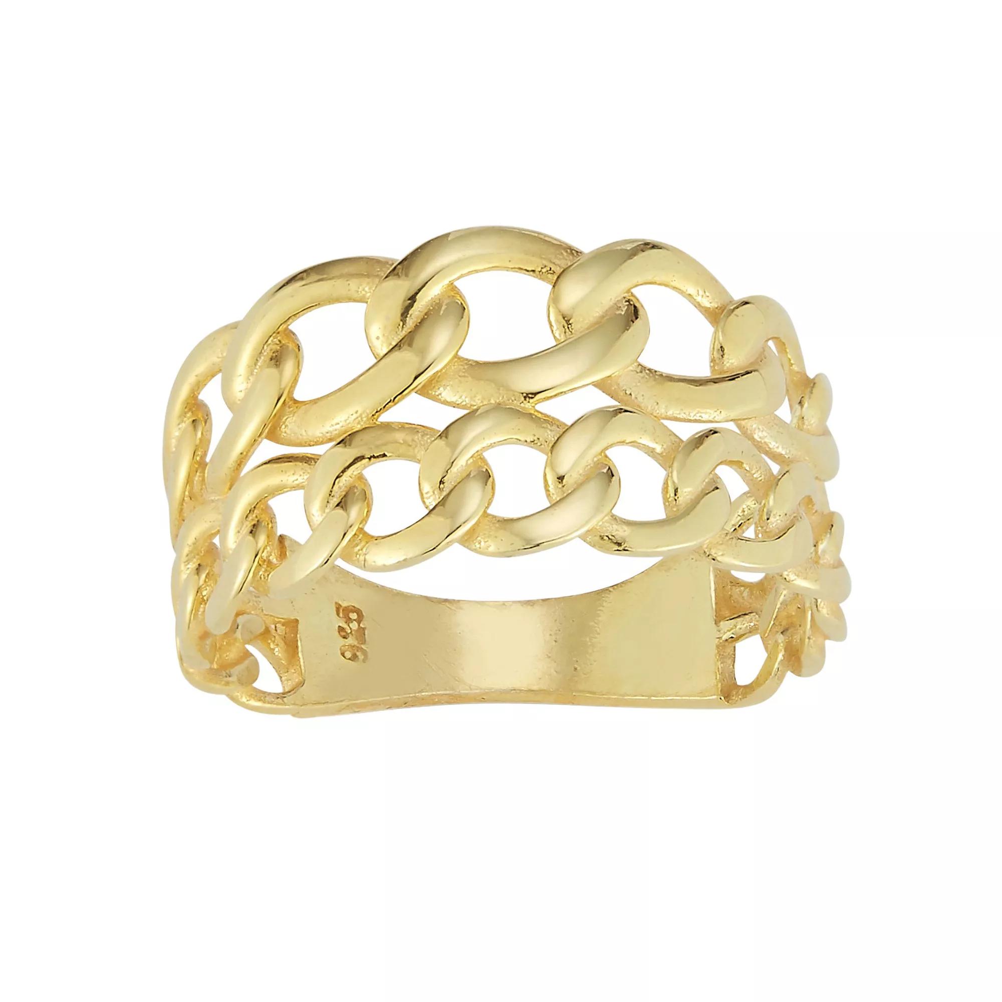 Sunkissed Sterling Double Stack Curb Chain Ring, Women's, Size: 6, Silver Tone Product Image