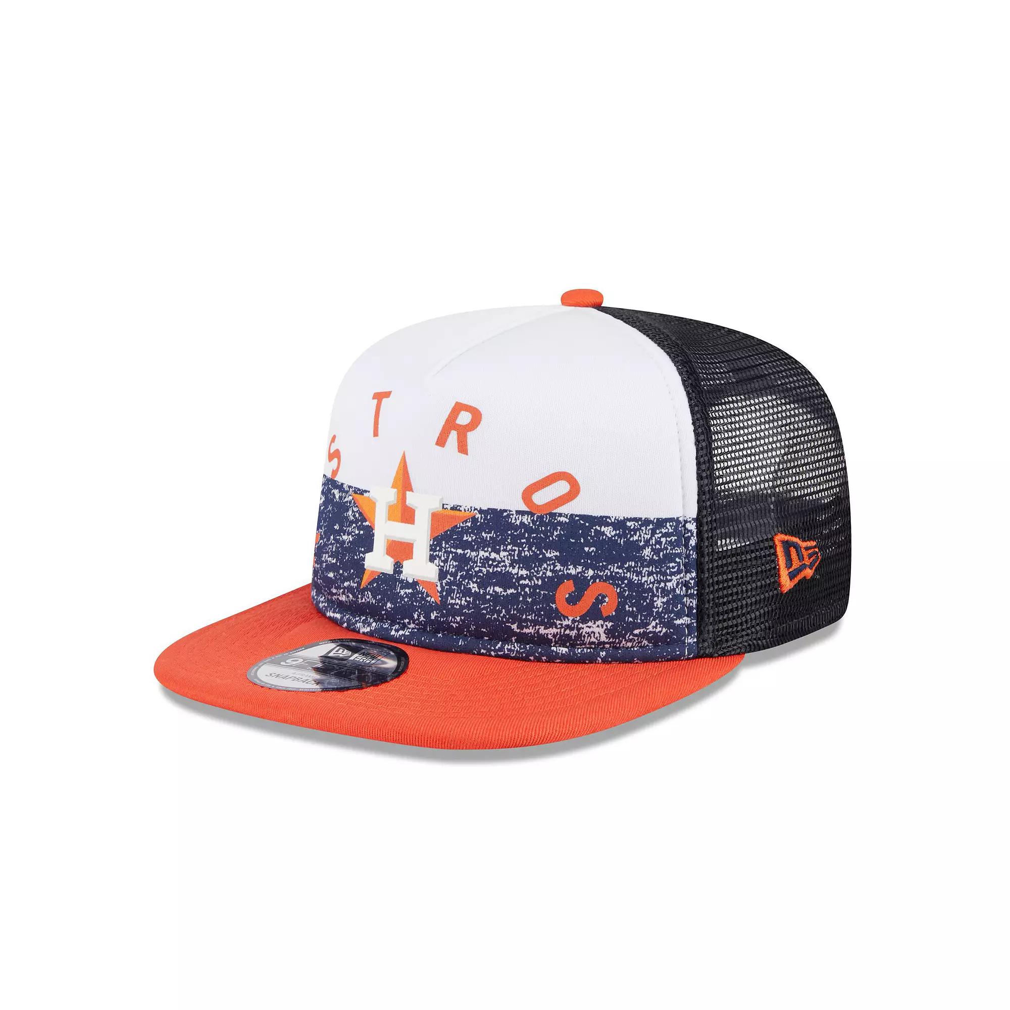 Men's New Era White/Orange Houston Astros Team Foam Front A-Frame Trucker 9FIFTY Snapback Hat Product Image