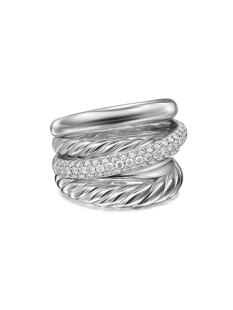 Womens Crossover Five Row Ring in Sterling Silver Product Image