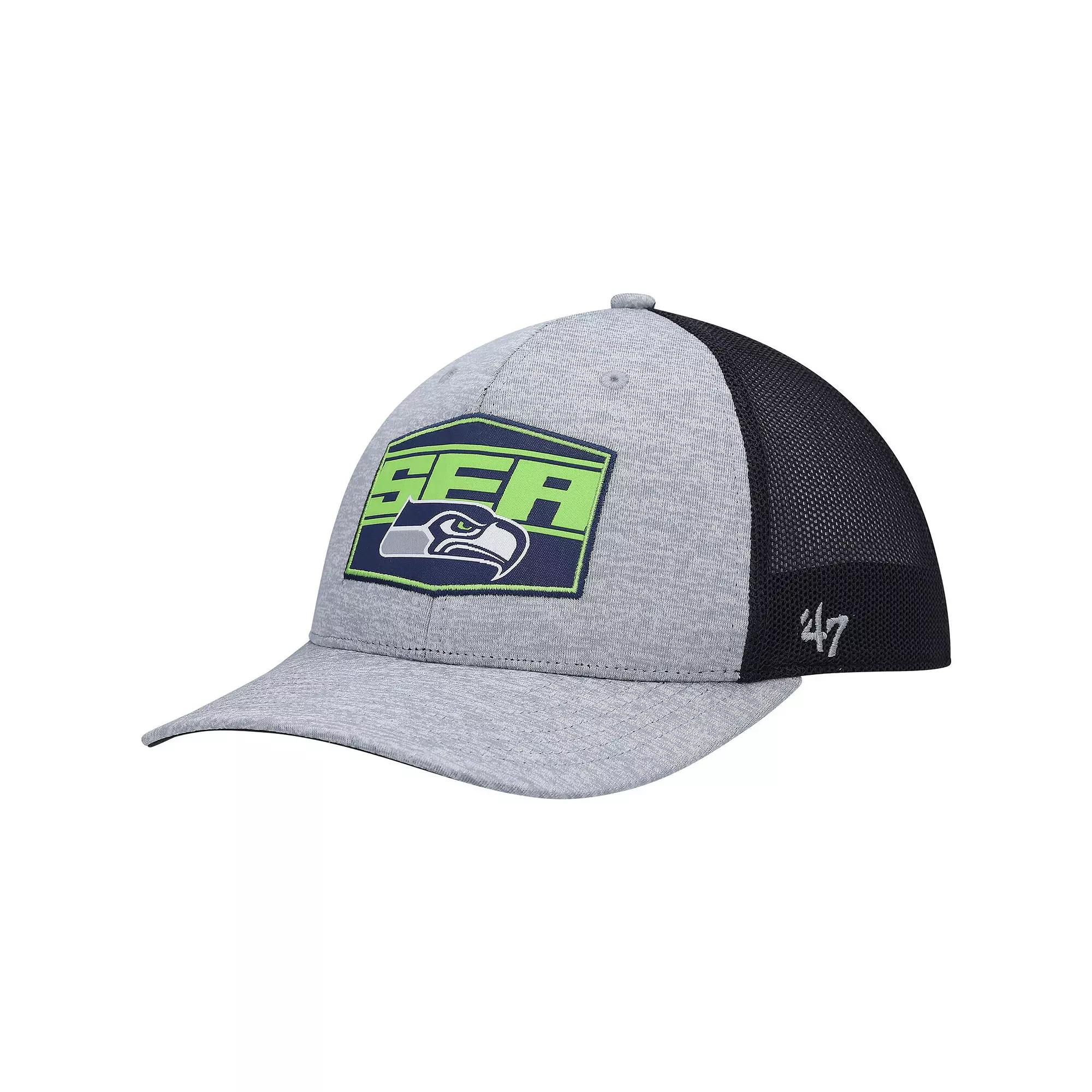 Men's '47 Heathered Gray/College Navy Seattle Seahawks Motivator Flex Hat,  Product Image
