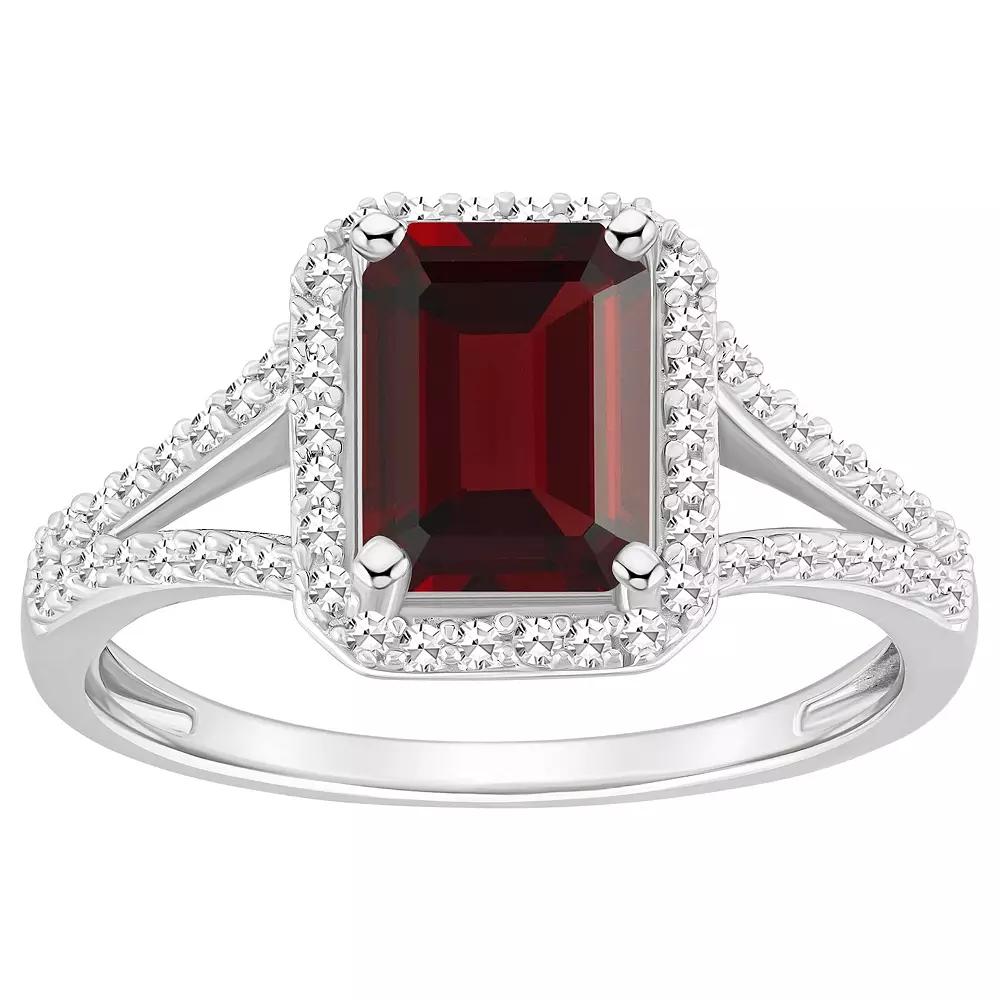 Celebration Gems Sterling Silver Gemstone & 1/4 Carat T.W. Diamond Halo Ring, Women's,  Product Image