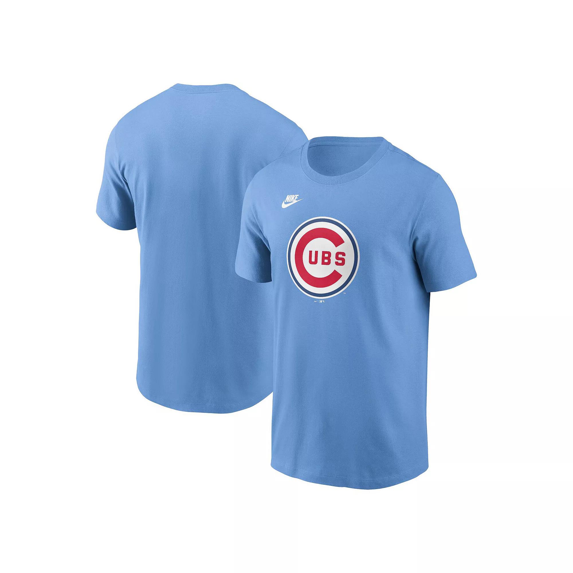 Men's Nike Light Blue Chicago Cubs Cooperstown Collection Team Logo T-Shirt,  Product Image
