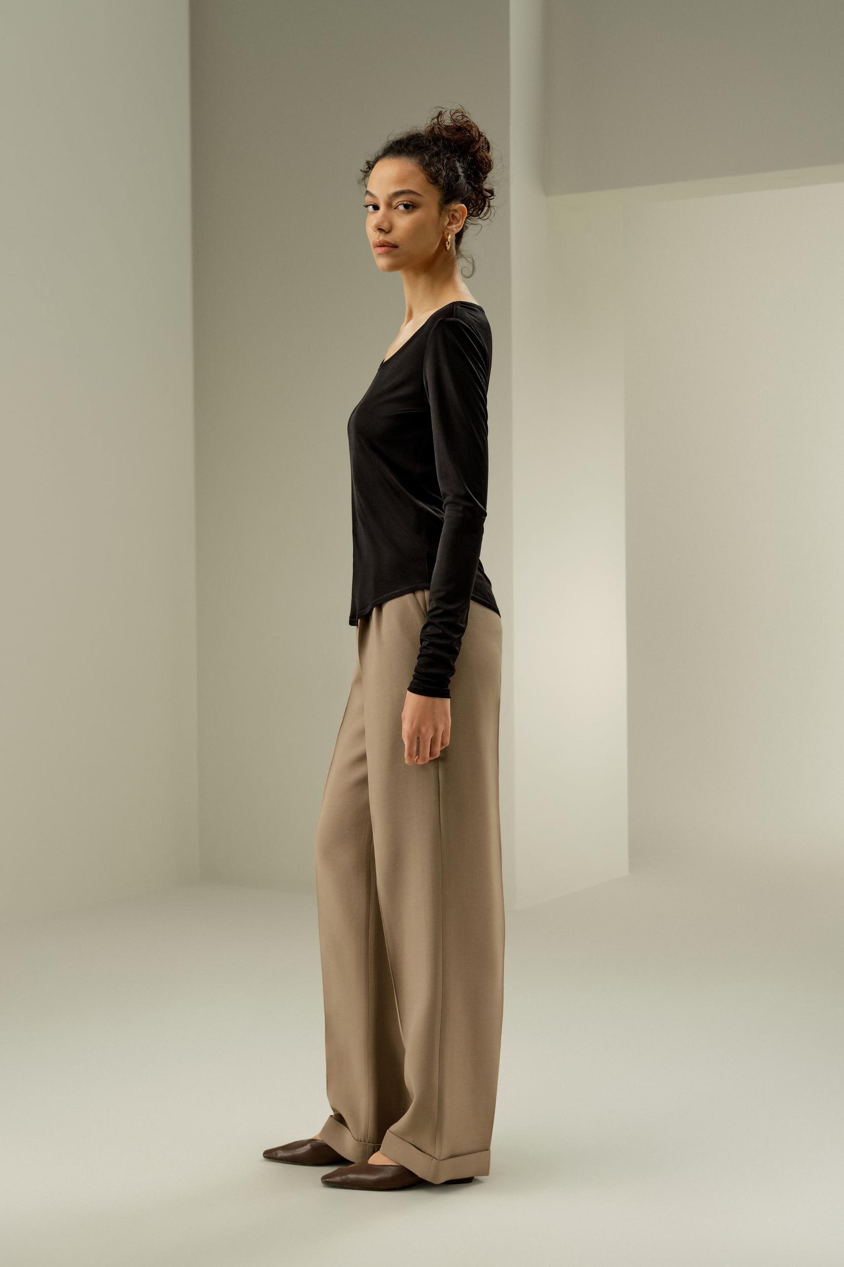 LILYSILK Womens Silk Tops | Lily White Washable Silk | Natural Flow Long Sleeve Tops L Product Image