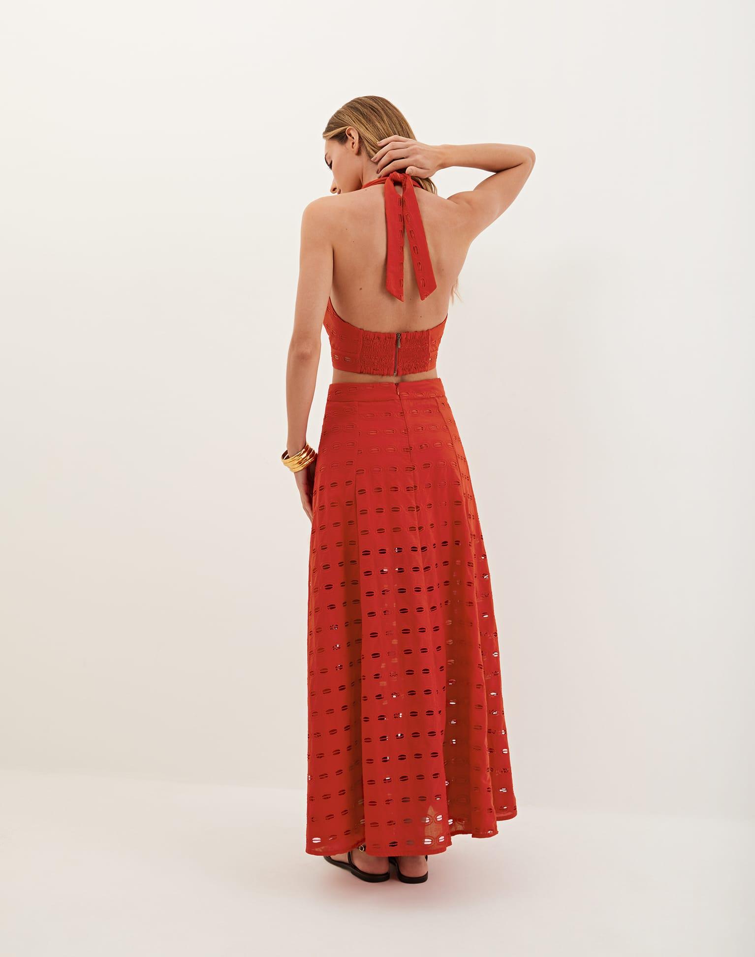 Eyelet Bea Maxi Skirt - Ruby Product Image