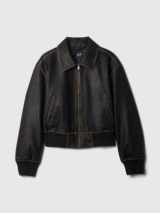 Vegan Leather Bomber Jacket Product Image