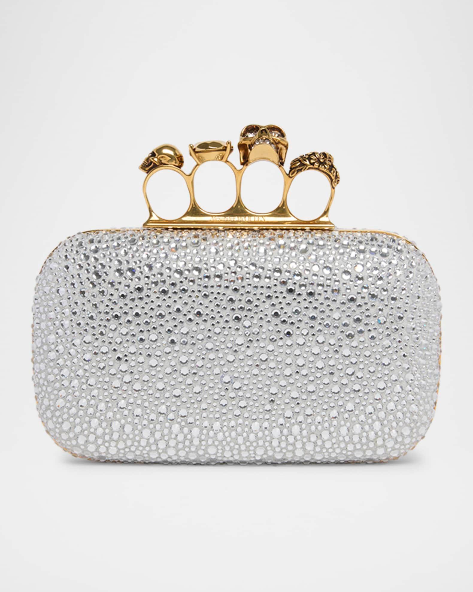 Skull Four Ring Embellished Leather Clutch Bag Product Image