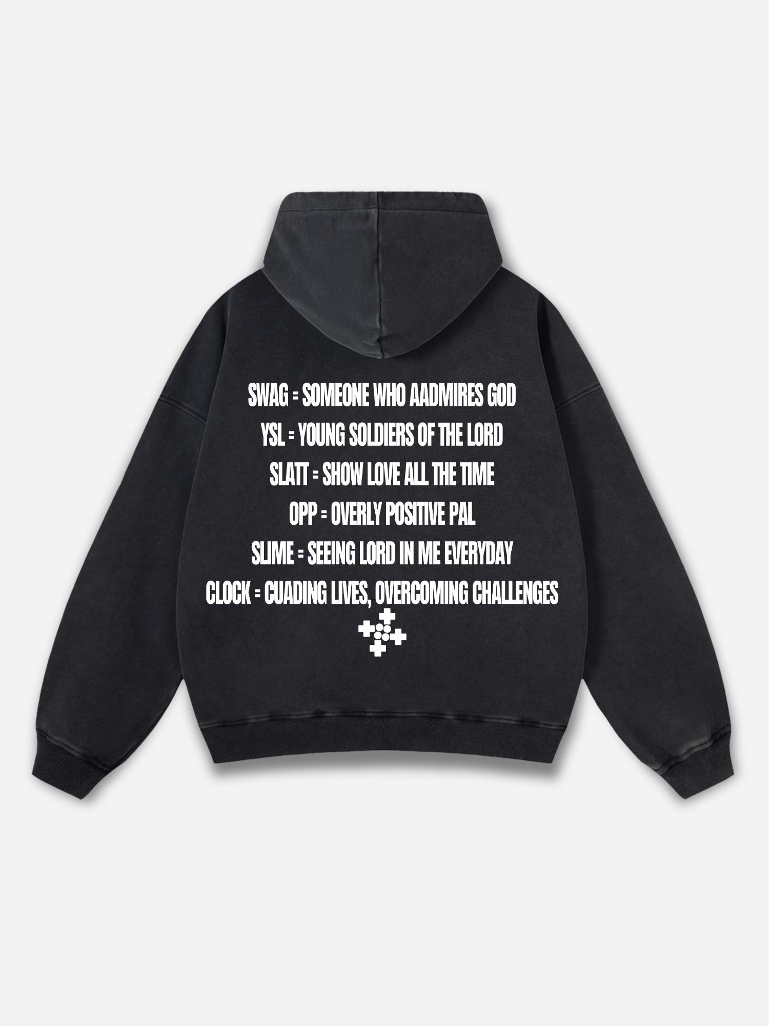 Relaxed Vintage Graphic Mask Casual Street Washed Hoodie Product Image