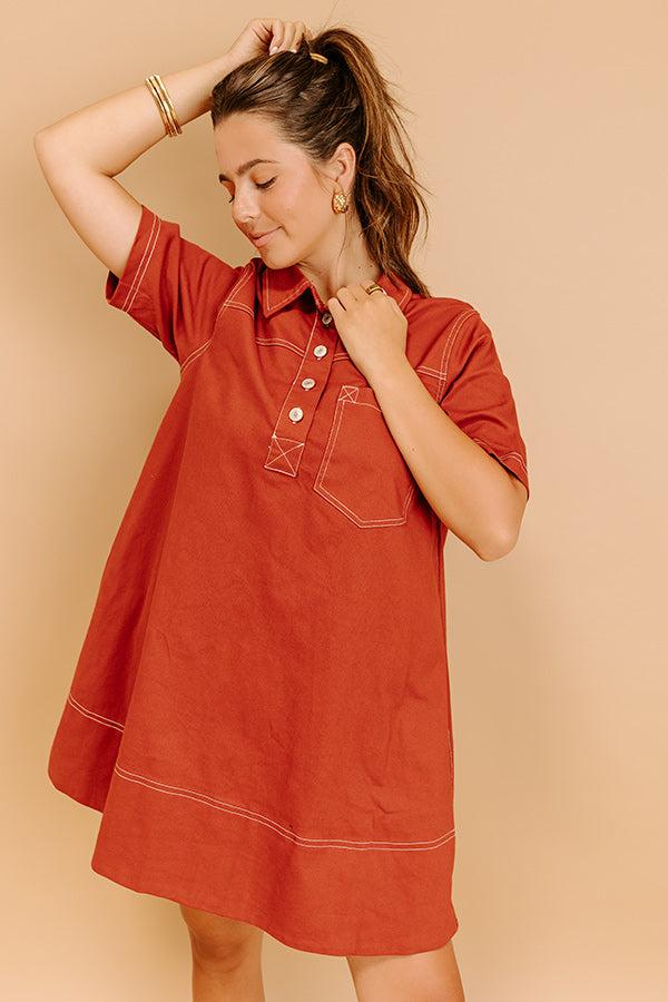 Cafe On Fifth Denim Mini Dress in Rust Product Image