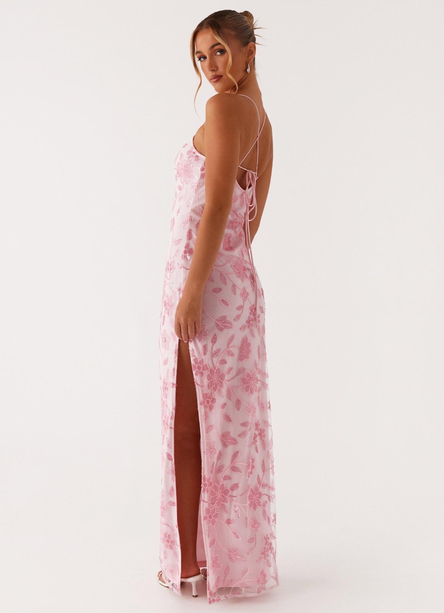 Bright Lights Beaded Maxi Dress - Pink Product Image